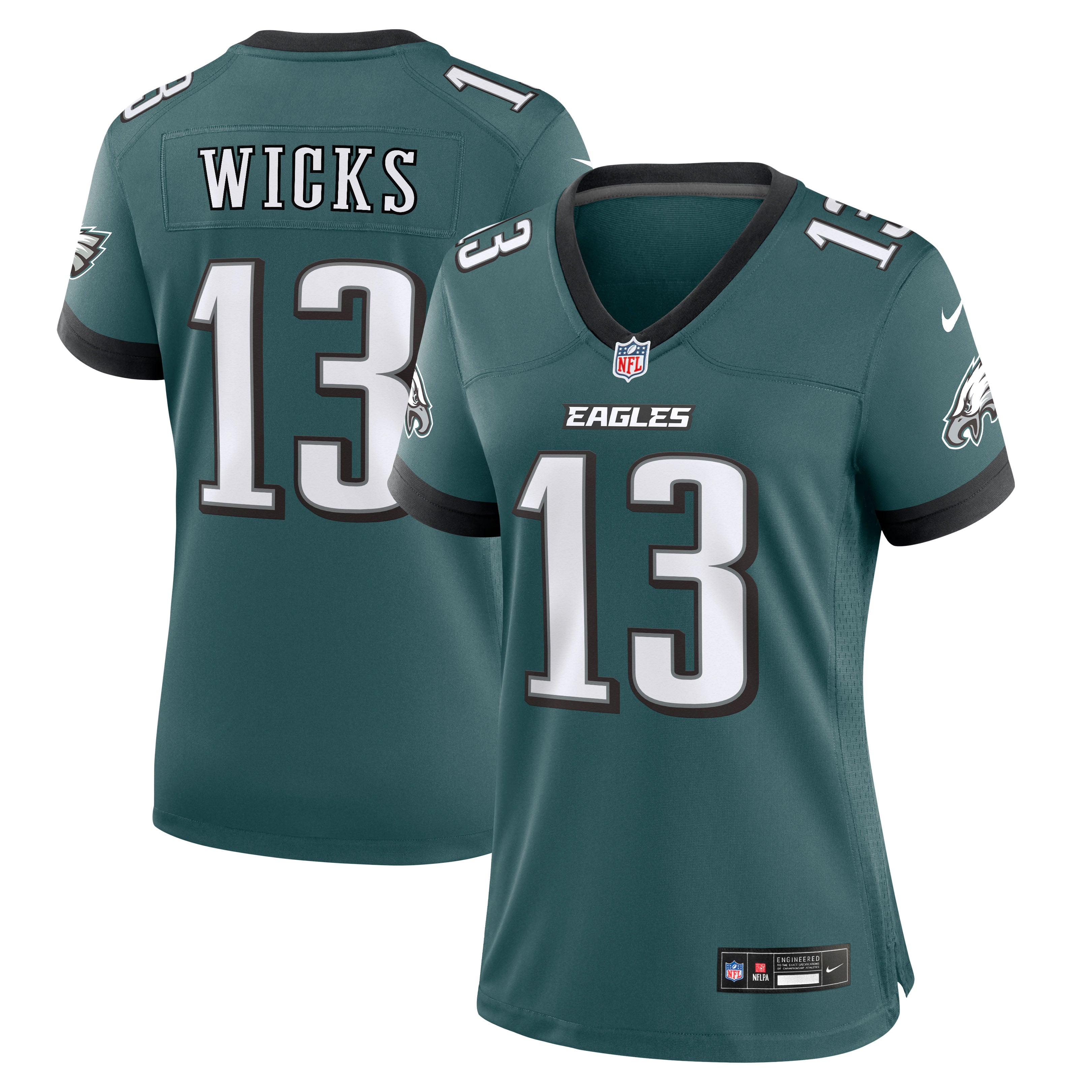 Maillot de match Nike Dontayvion Wicks vert nuit pour femme, Philadelphia Eagles