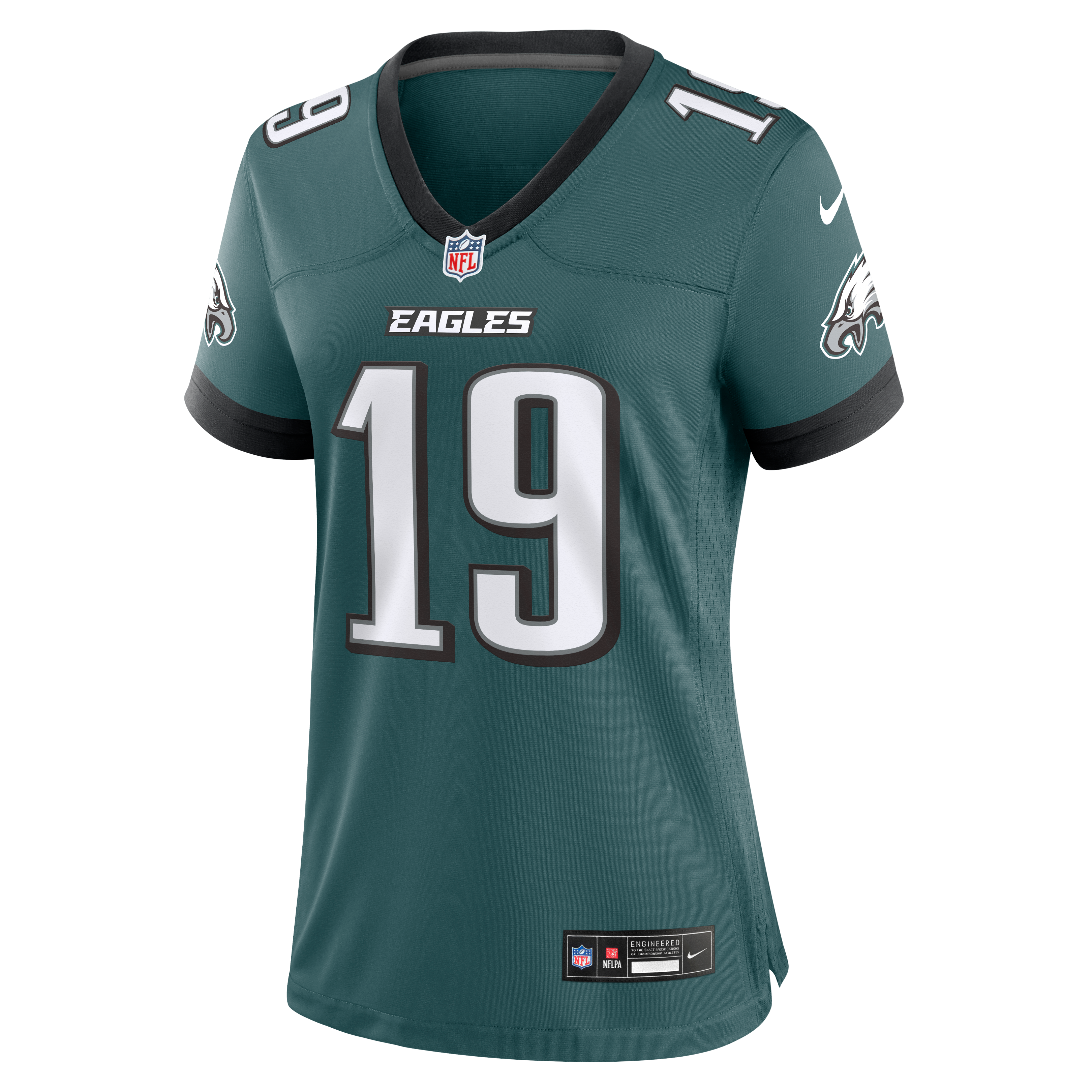 Maillot de match Nike Elijah Moore vert nuit pour femme, Philadelphia Eagles