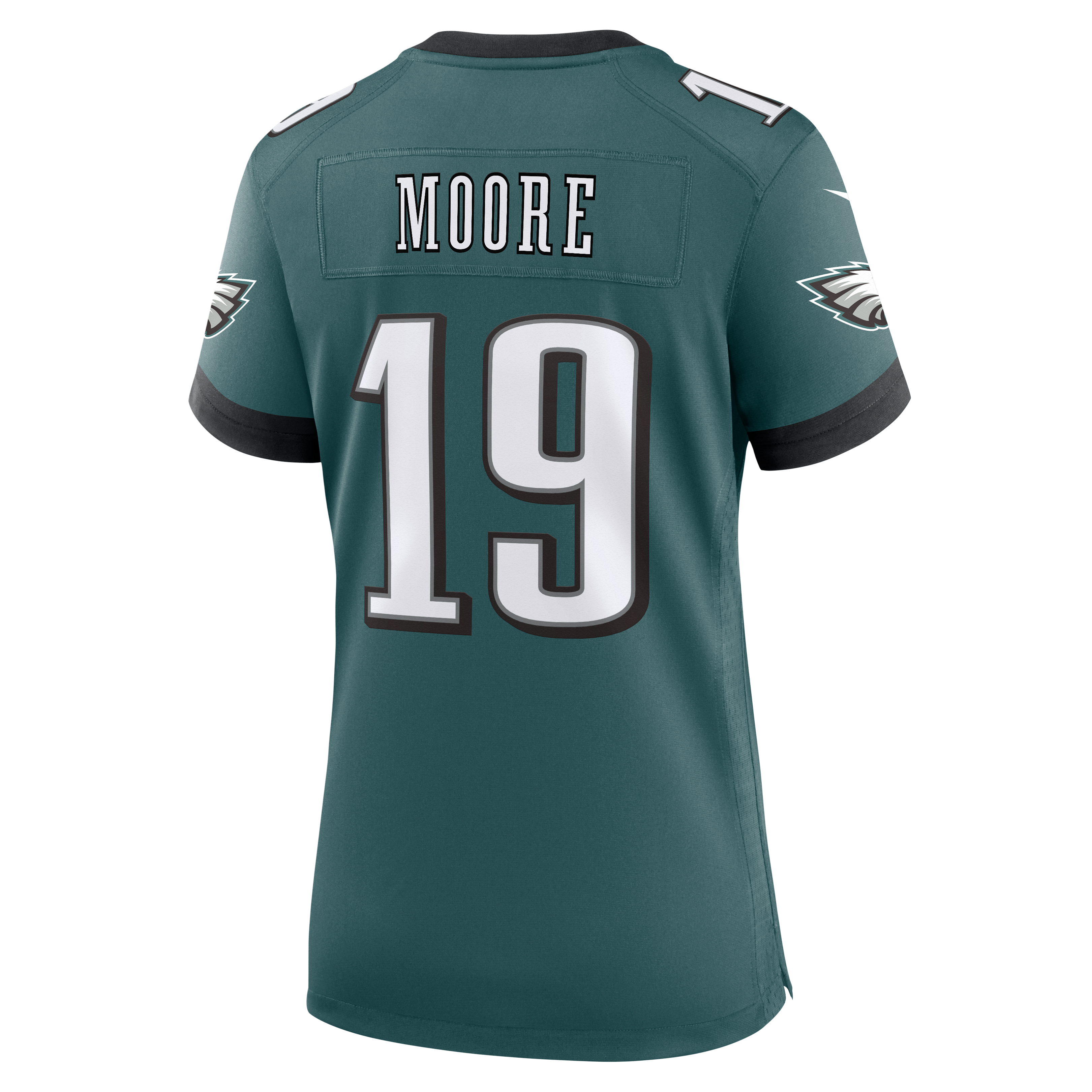 Maillot de match Nike Elijah Moore vert nuit pour femme, Philadelphia Eagles