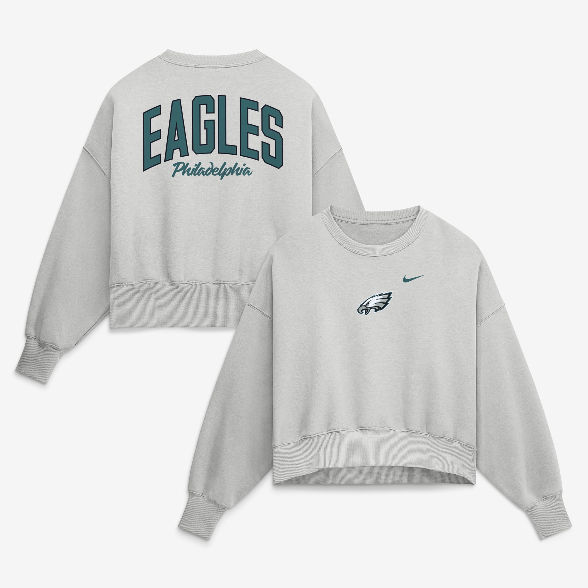 Sweat-shirt polaire surdimensionné Nike Philadelphia Eagles Primetime Phoenix gris pour femme