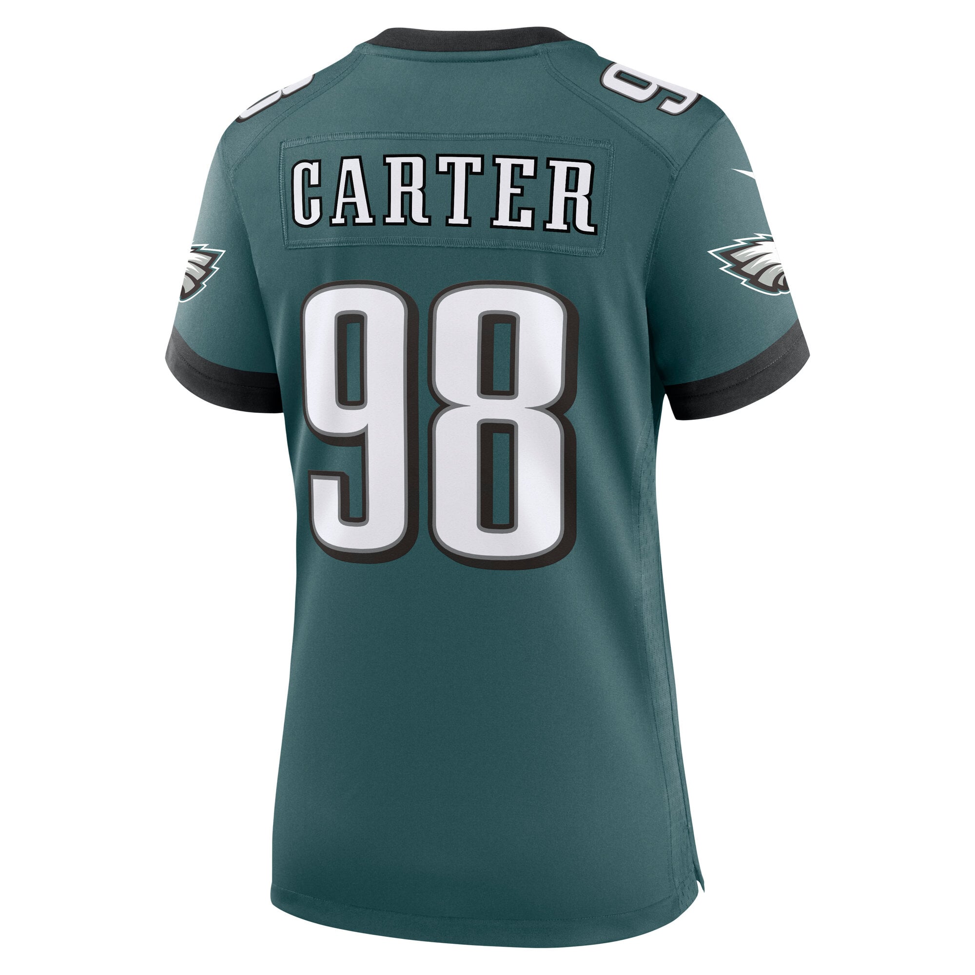 Maillot de match Nike Jalen Carter vert nuit pour femme, Philadelphia Eagles