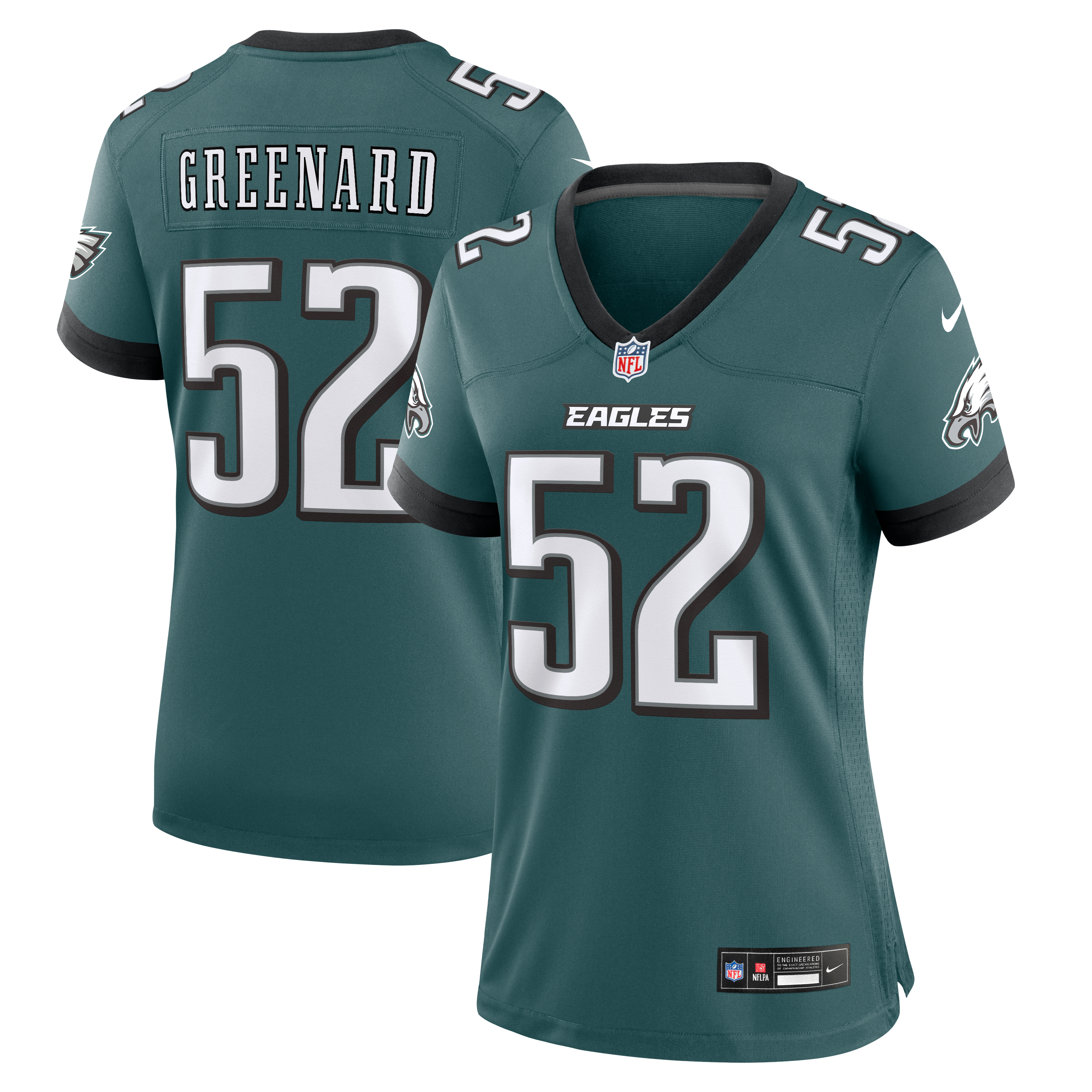Maillot de match Nike Jonathan Greenard vert nuit pour femme, Philadelphia Eagles