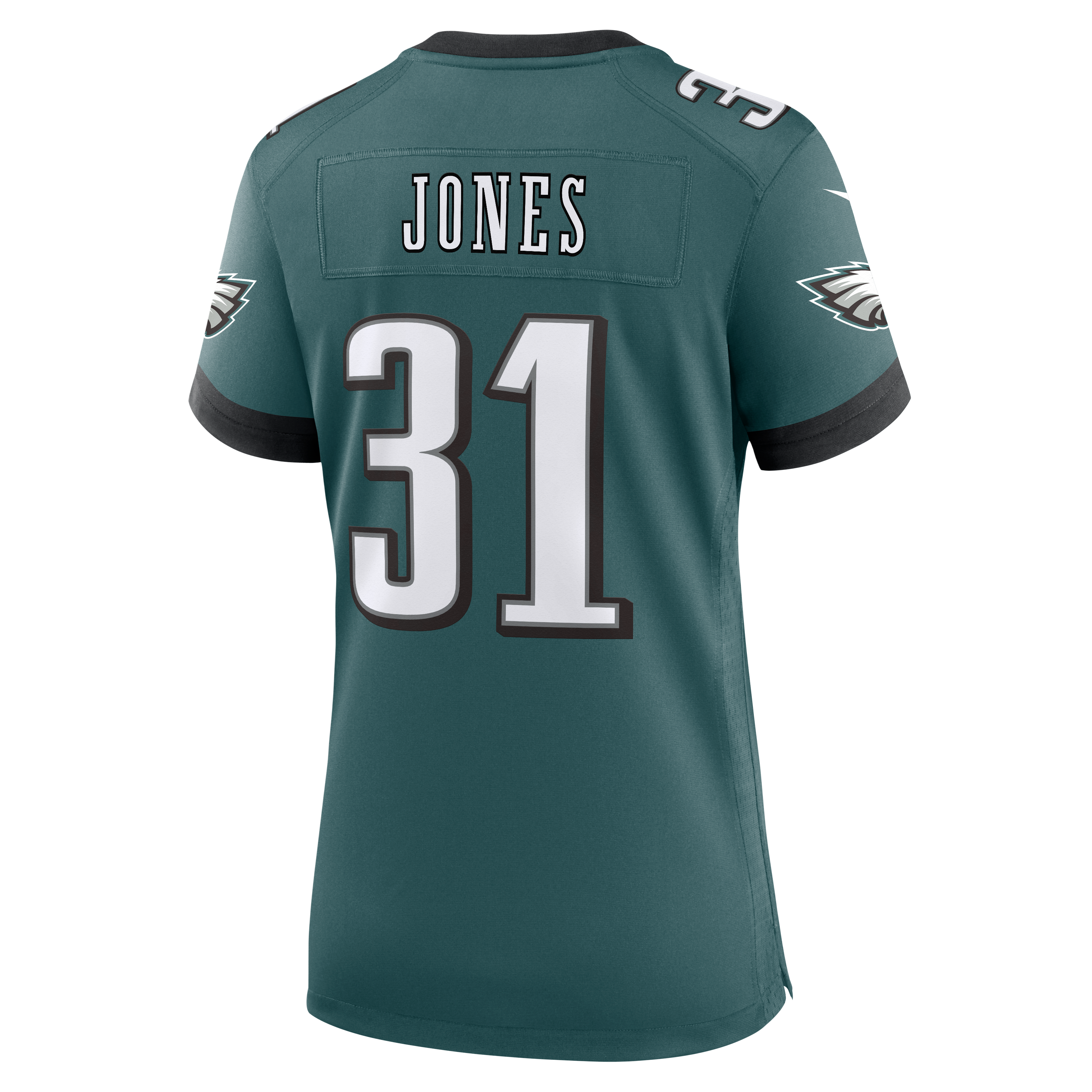 Maillot de match Nike Jonathan Jones vert nuit pour femme, Philadelphia Eagles