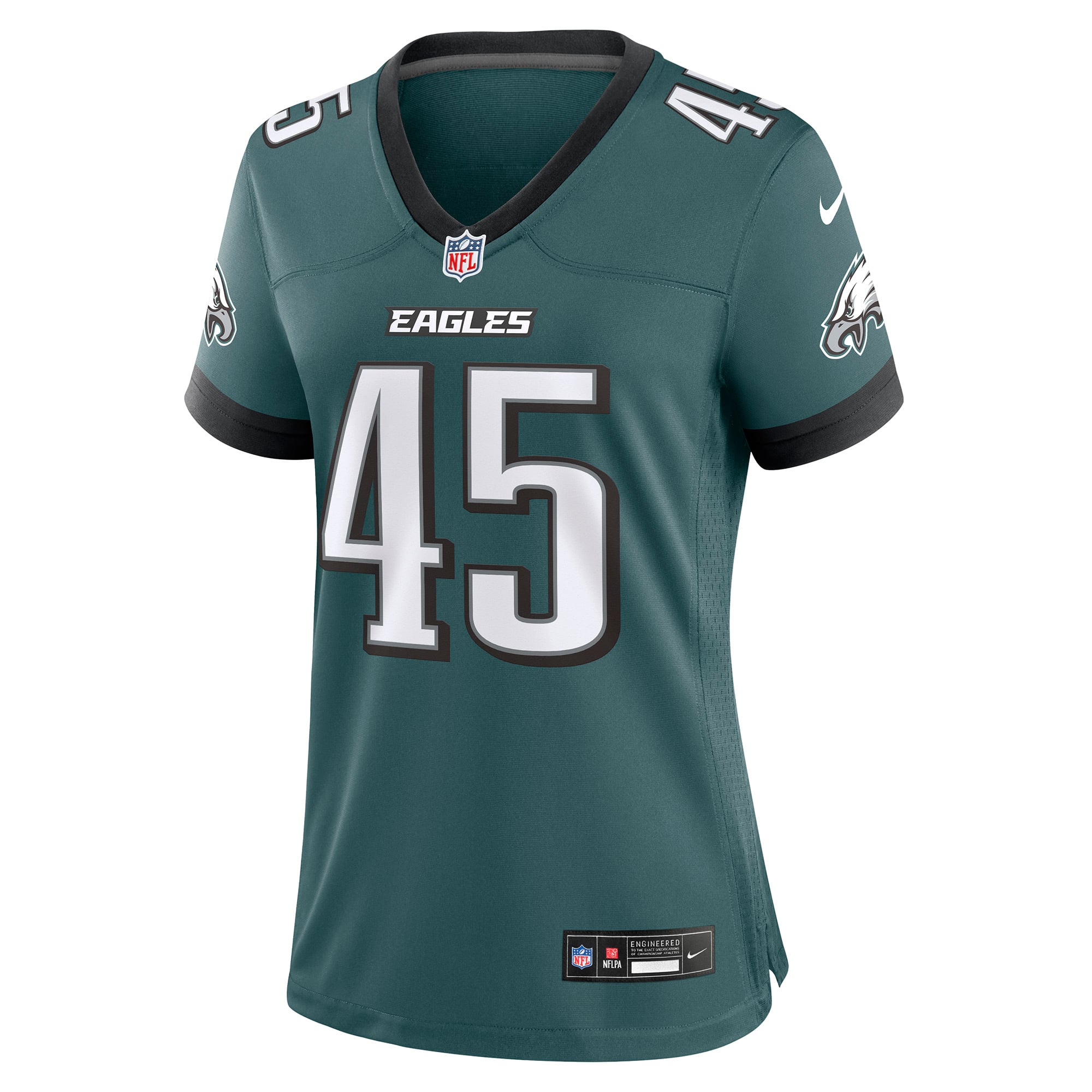 Maillot de match Nike Josiah Deguara vert nuit pour femme, Philadelphia Eagles