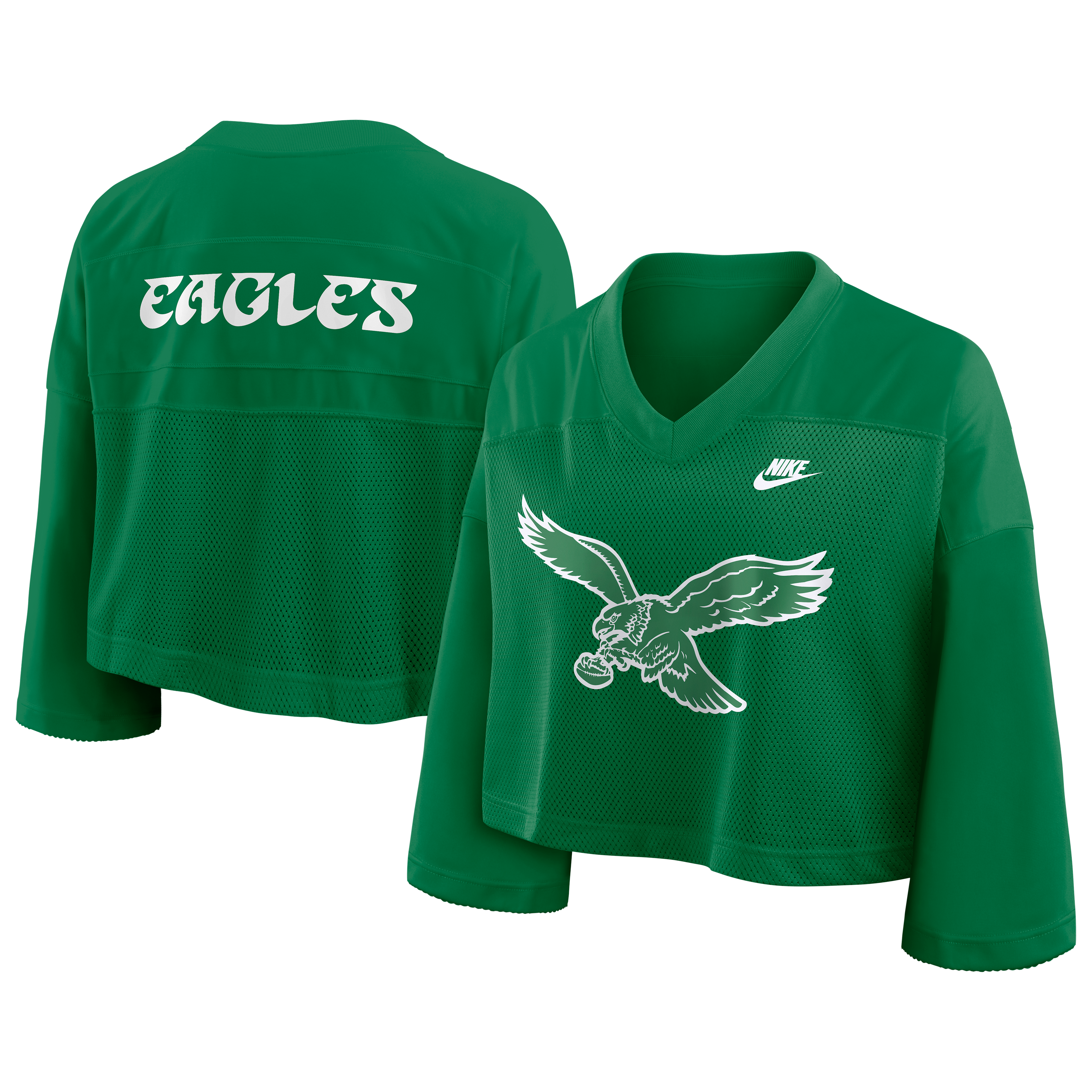 Women's Nike Kelly Green Philadelphia Eagles Rewind Cropped Mesh Dri-FIT Fashion Jersey