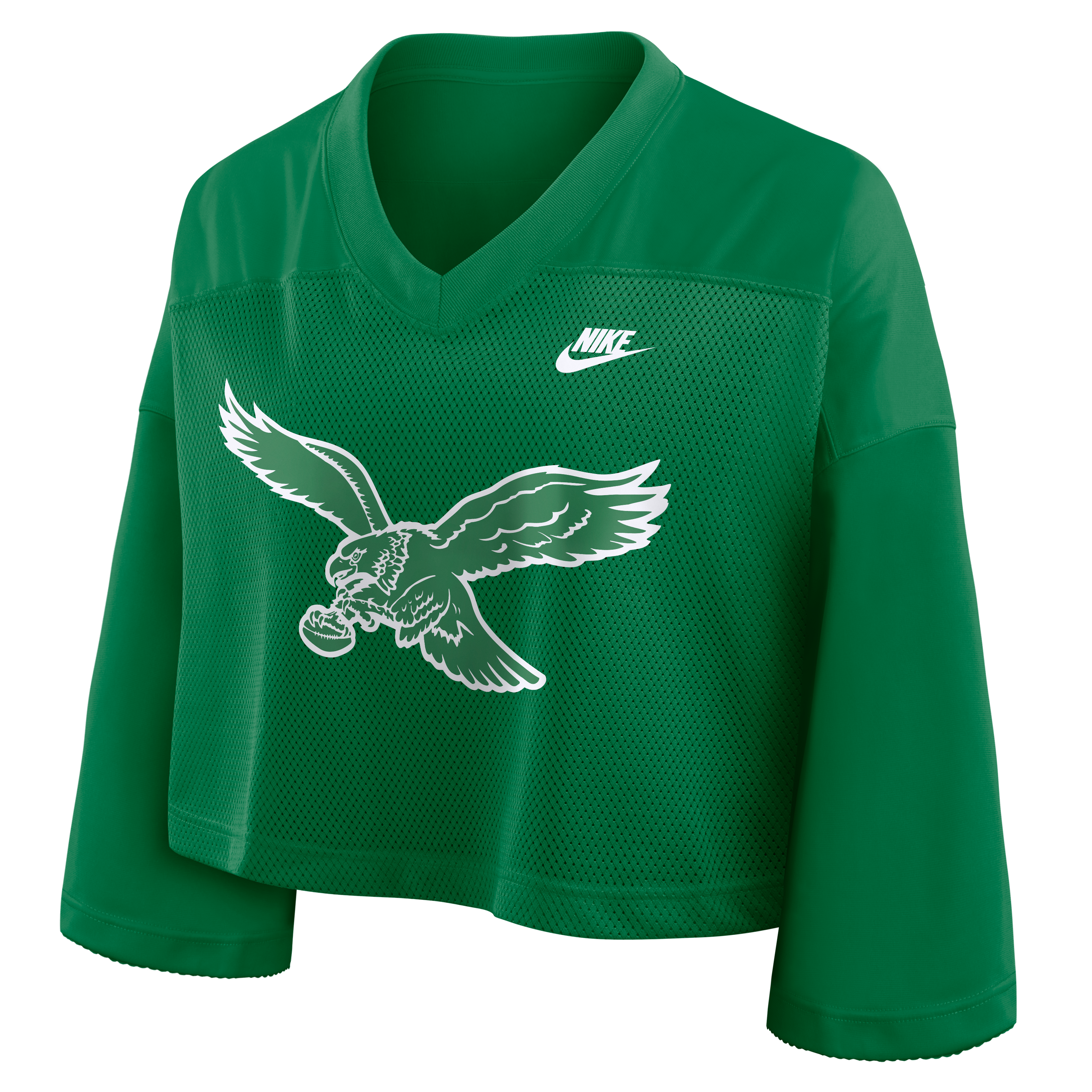 Women's Nike Kelly Green Philadelphia Eagles Rewind Cropped Mesh Dri-FIT Fashion Jersey