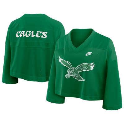 Philadelphia Eagles Nike Women's Rewind Cropped Mesh Dri-FIT Fashion Jersey - Kelly Green