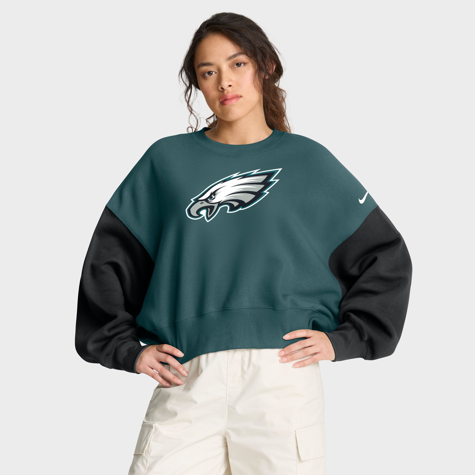 Sweat-shirt oversize à blocs de couleurs Nike vert nuit pour femme des Philadelphia Eagles