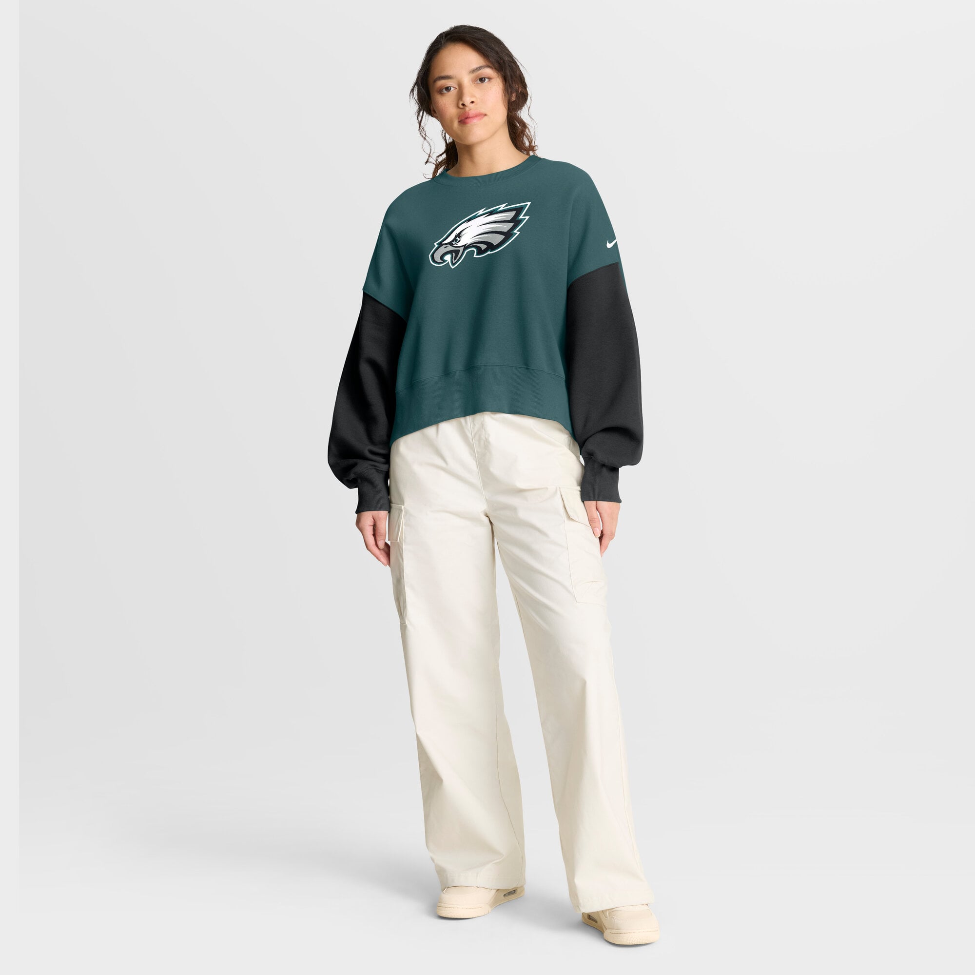 Sweat-shirt oversize à blocs de couleurs Nike vert nuit pour femme des Philadelphia Eagles