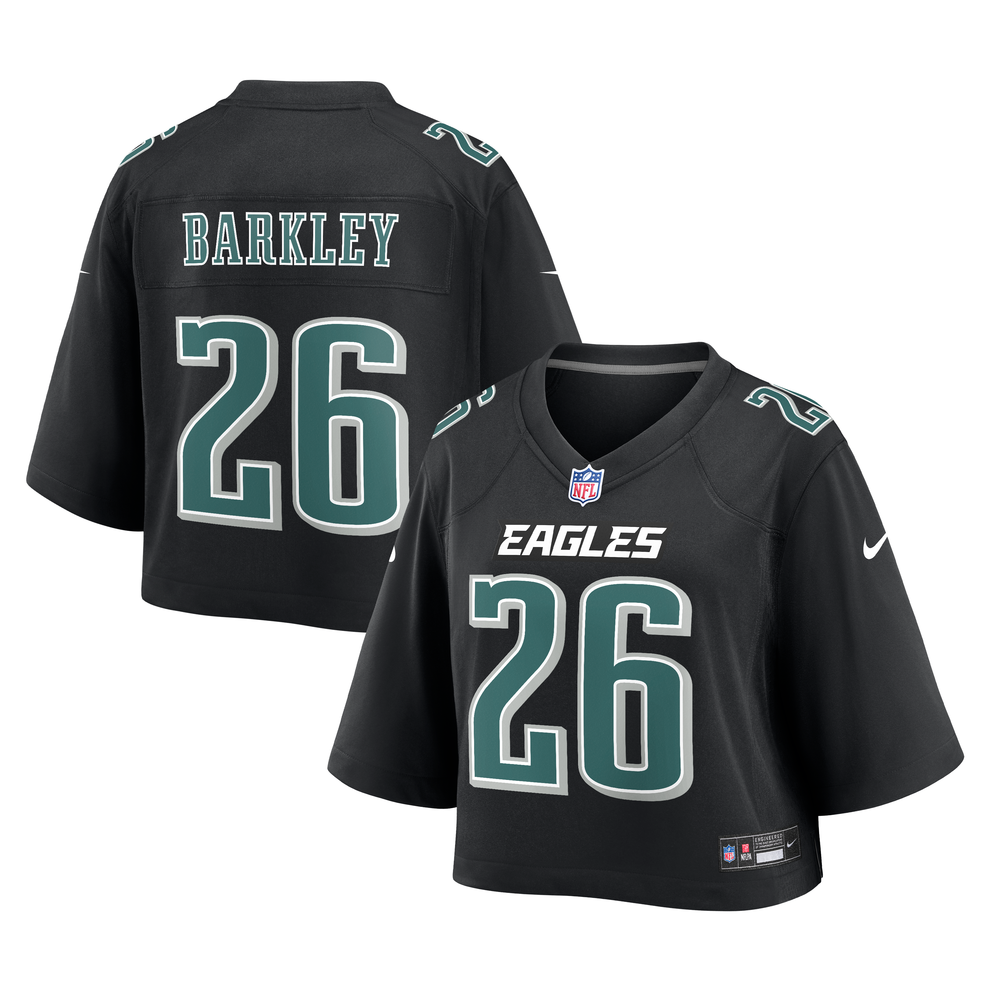 Women's Nike Saquon Barkley Black Philadelphia Eagles Cropped Fashion Game Jersey