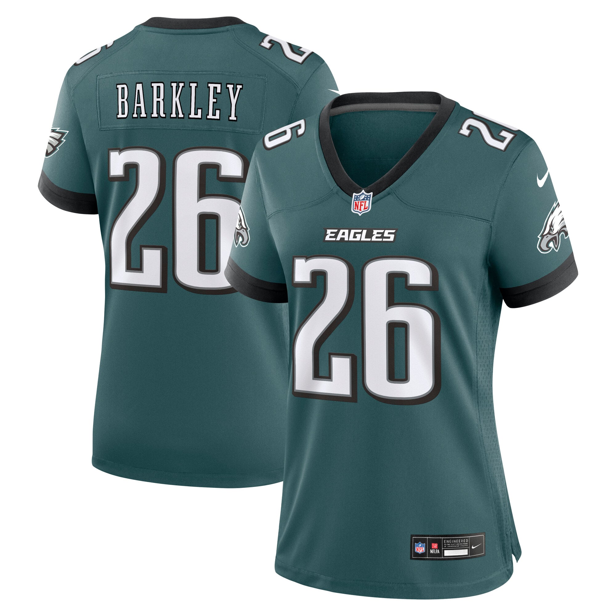 Maillot de match Nike Saquon Barkley vert nuit pour femme, Philadelphia Eagles