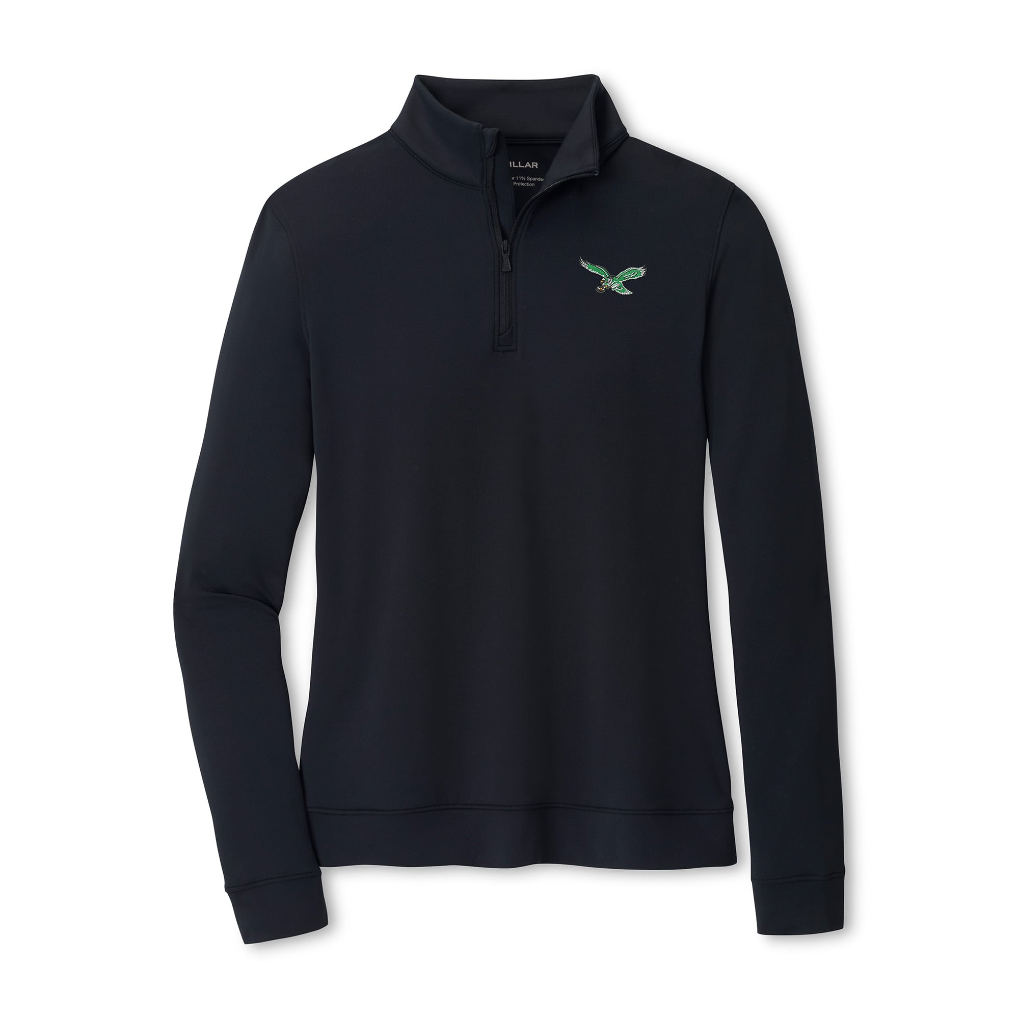 Pull-over à col zippé Peter Millar Perth noir pour femme, modèle Philadelphia Eagles.