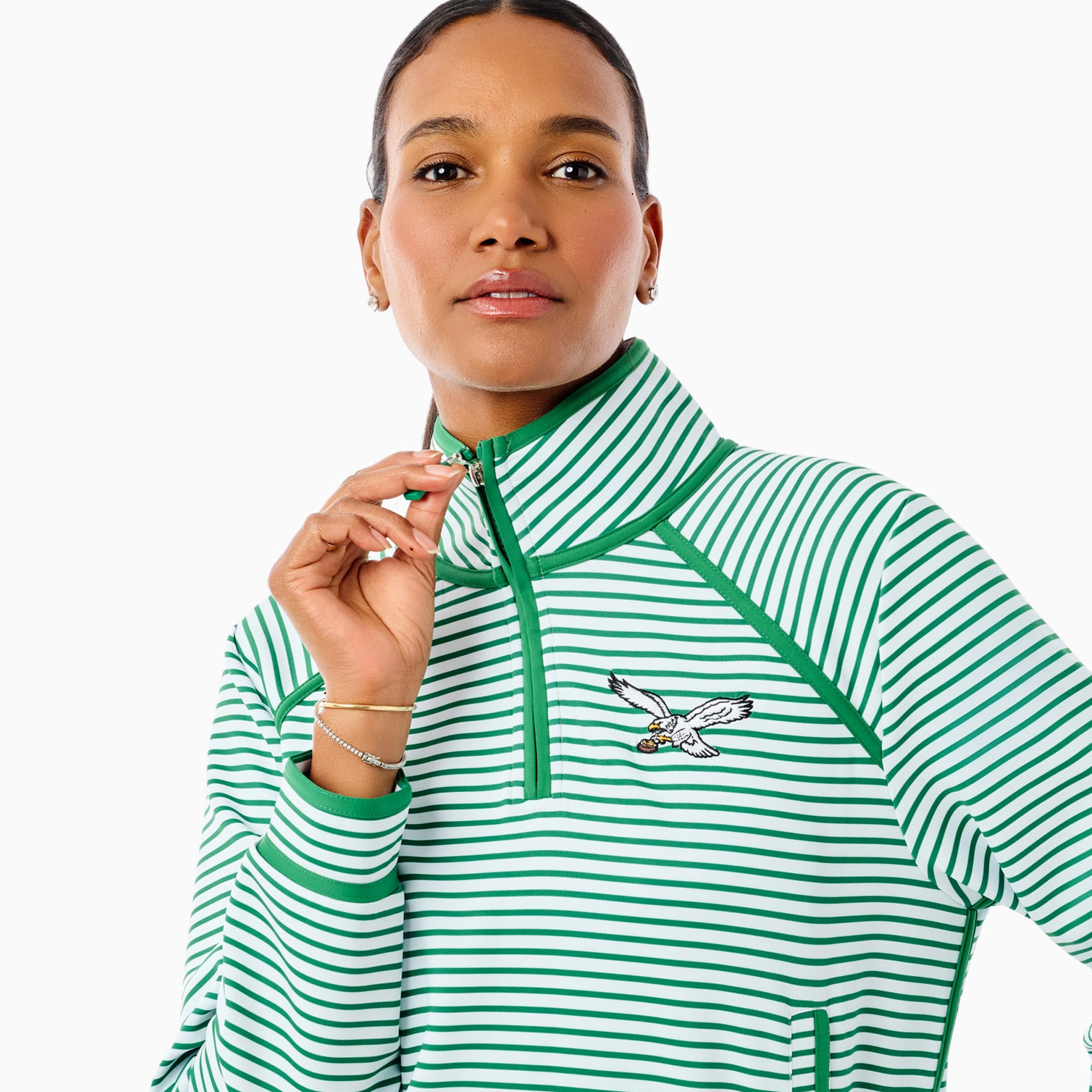 Pull-over zippé 1/4 vert Kelly Philadelphia Eagles x Addison Bay Bainbridge pour femme