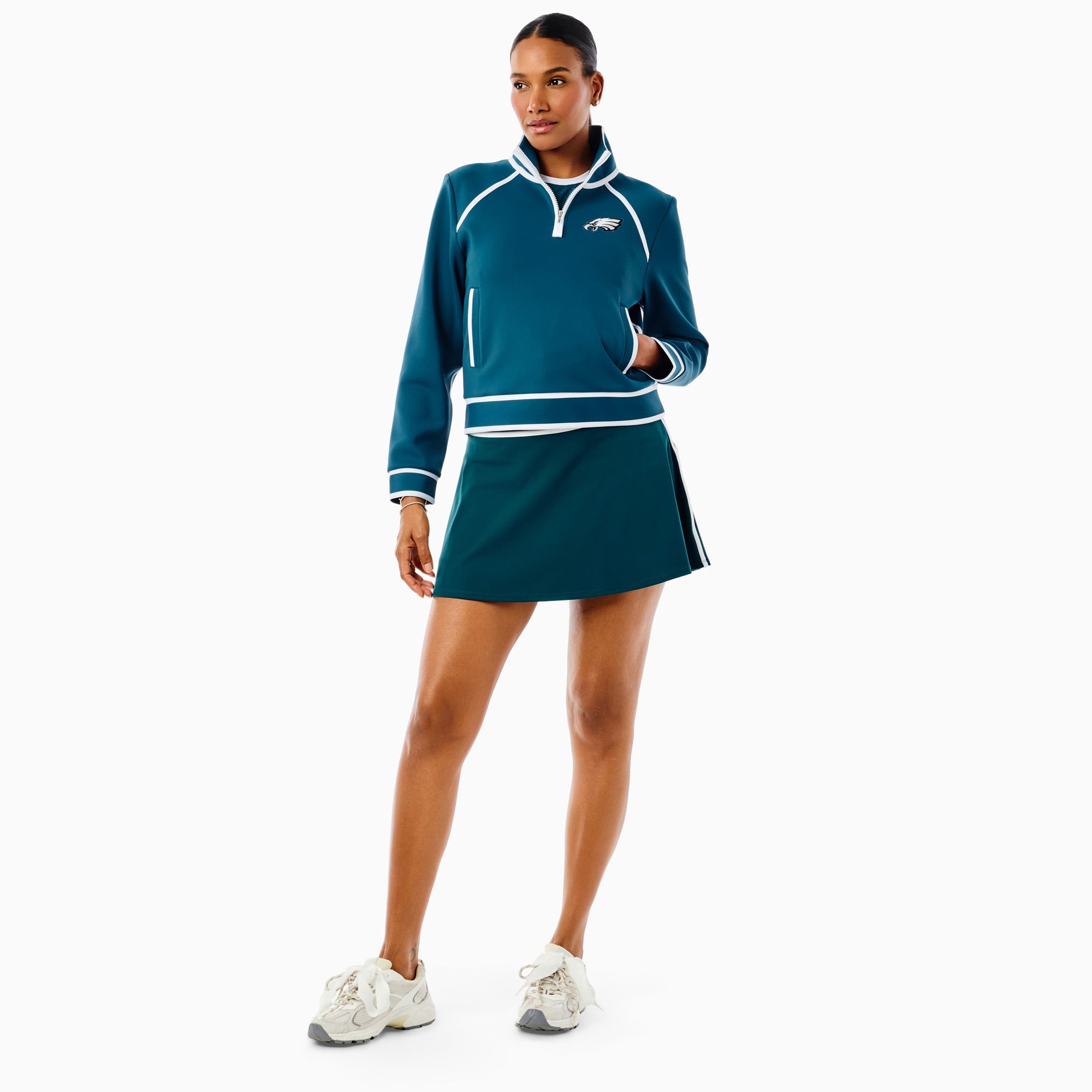 Pull-over à col zippé vert nuit Philadelphia Eagles x Addison Bay Bainbridge pour femme