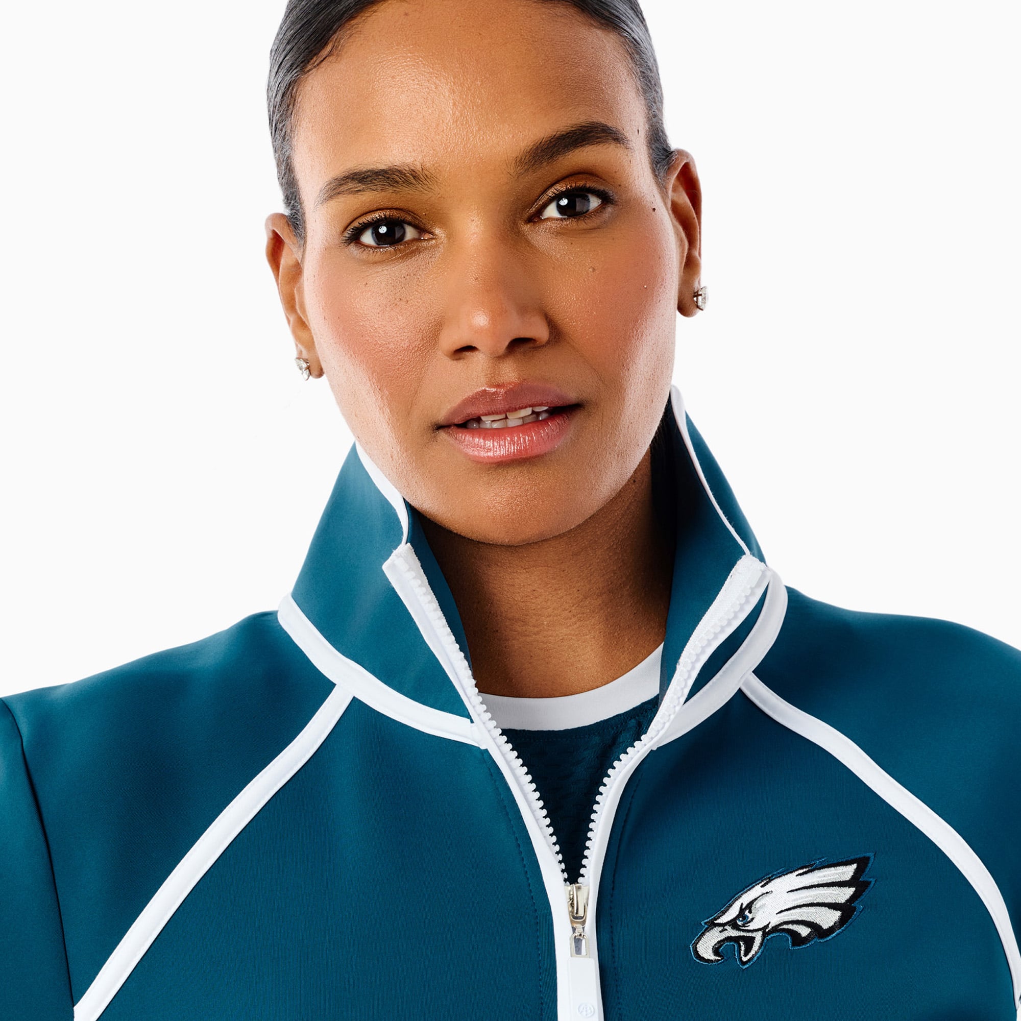 Pull-over à col zippé vert nuit Philadelphia Eagles x Addison Bay Bainbridge pour femme