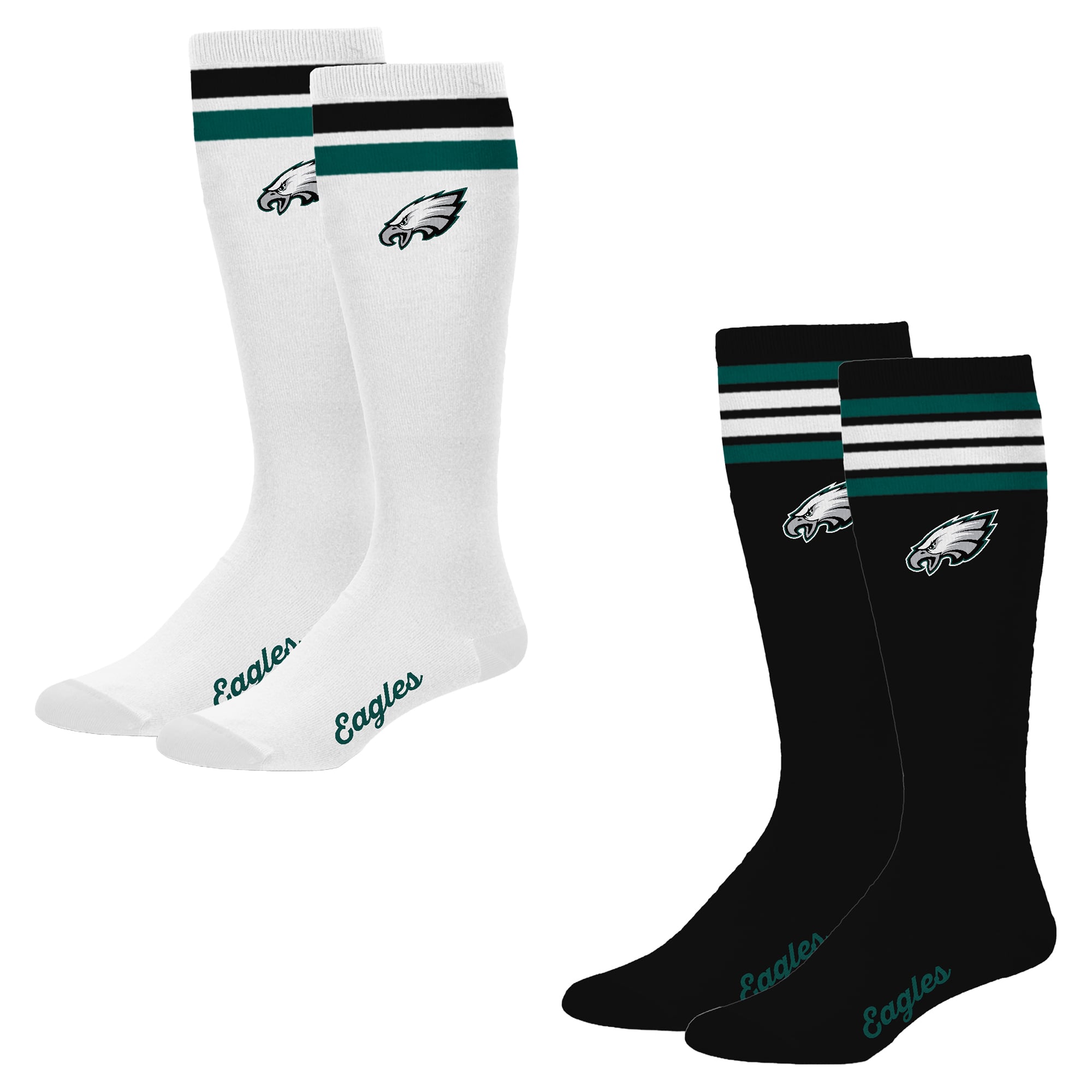 Women's PRO Compression Philadelphia Eagles Varsity Stripe Knee-High Compression Socks Two Pack