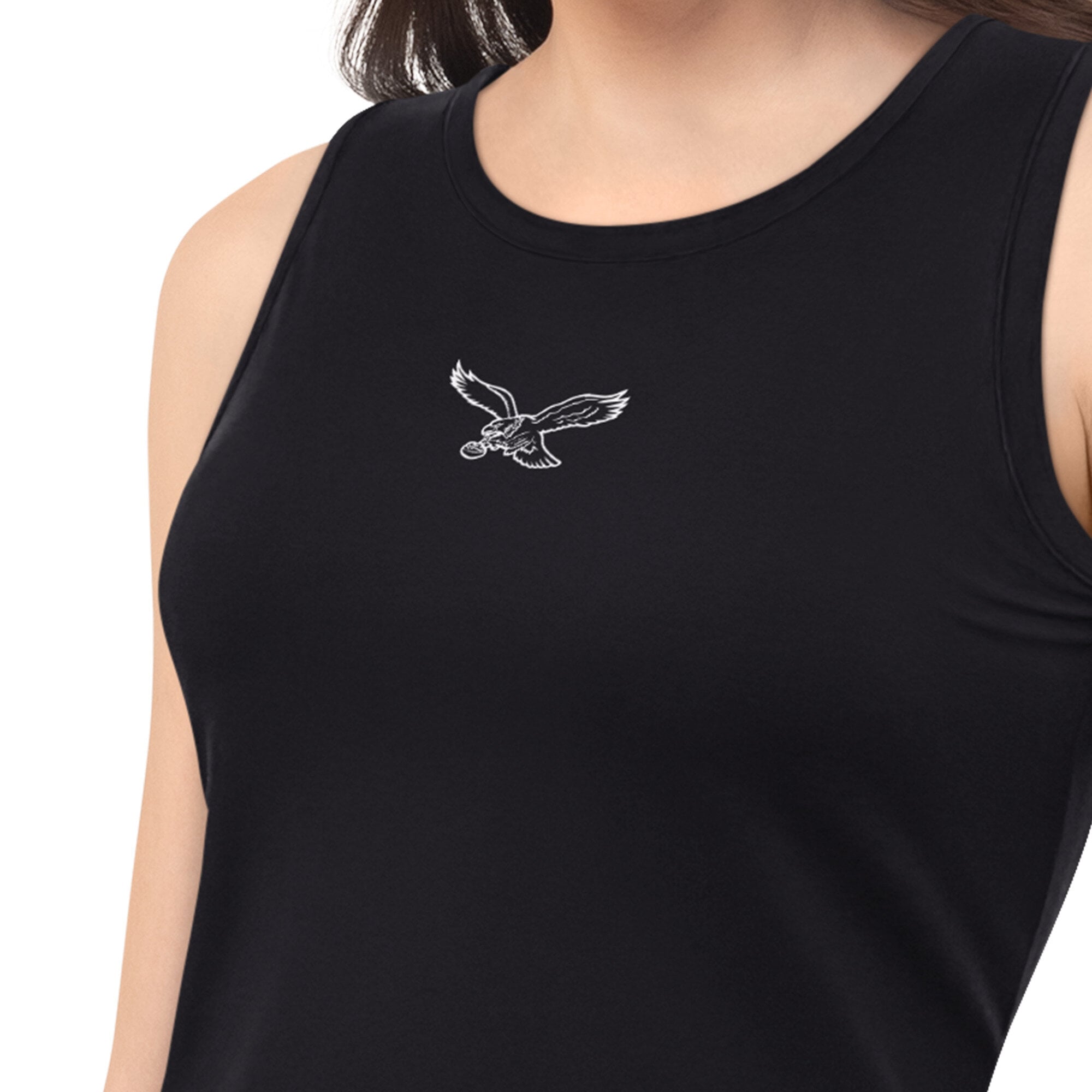 Women's  Starter Black Philadelphia Eagles Athleisure Cropped Tank Top