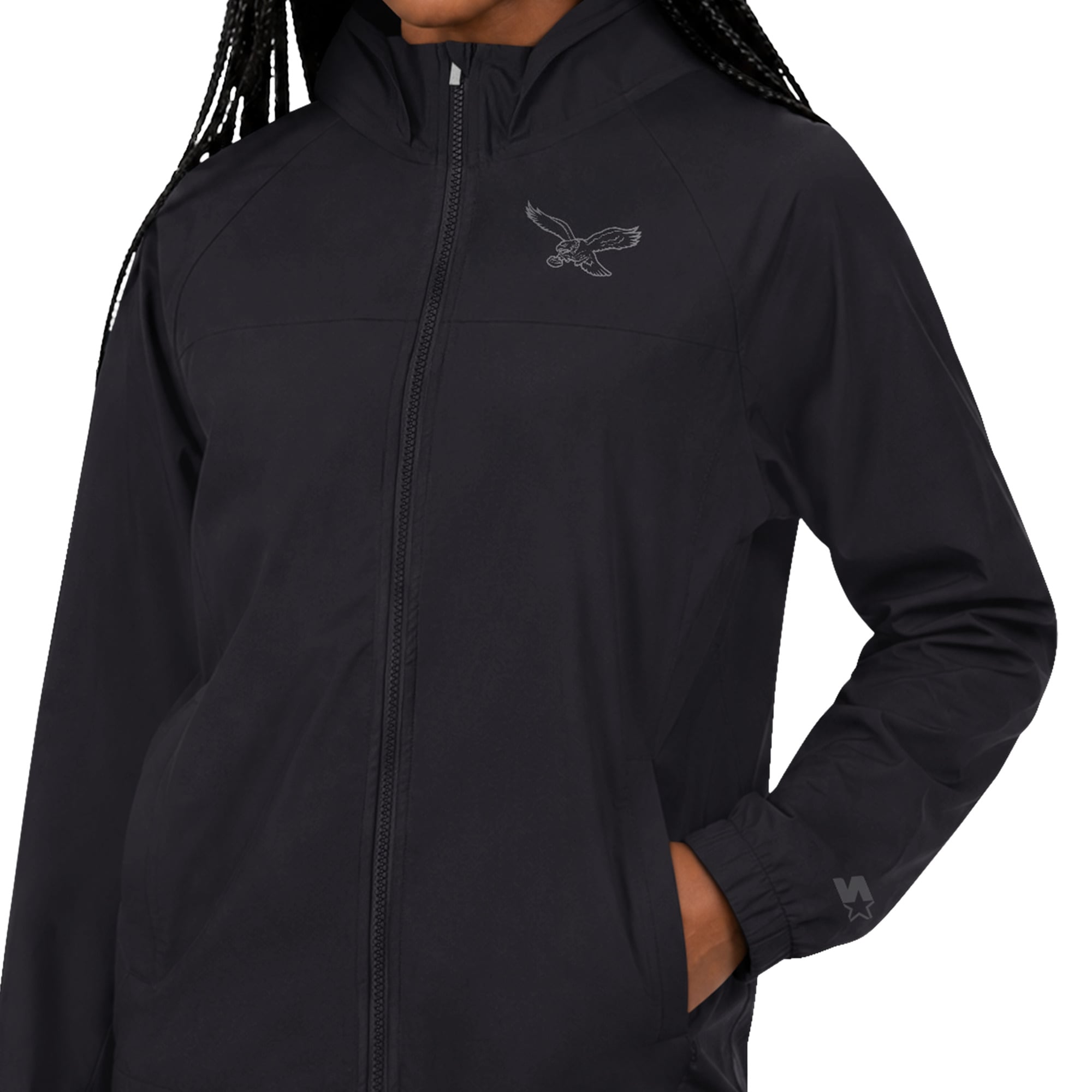 Veste raglan légère à fermeture éclair intégrale Starter Black Philadelphia Eagles pour femme