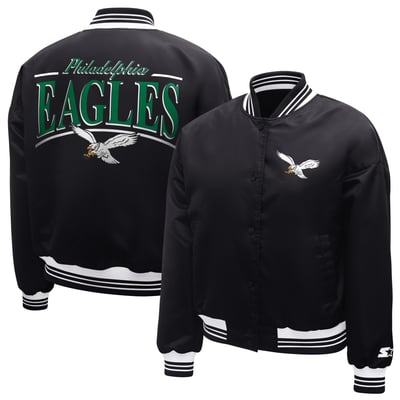  Philadelphia Eagles Starter Satin Full-Snap Varsity Jacket - Black