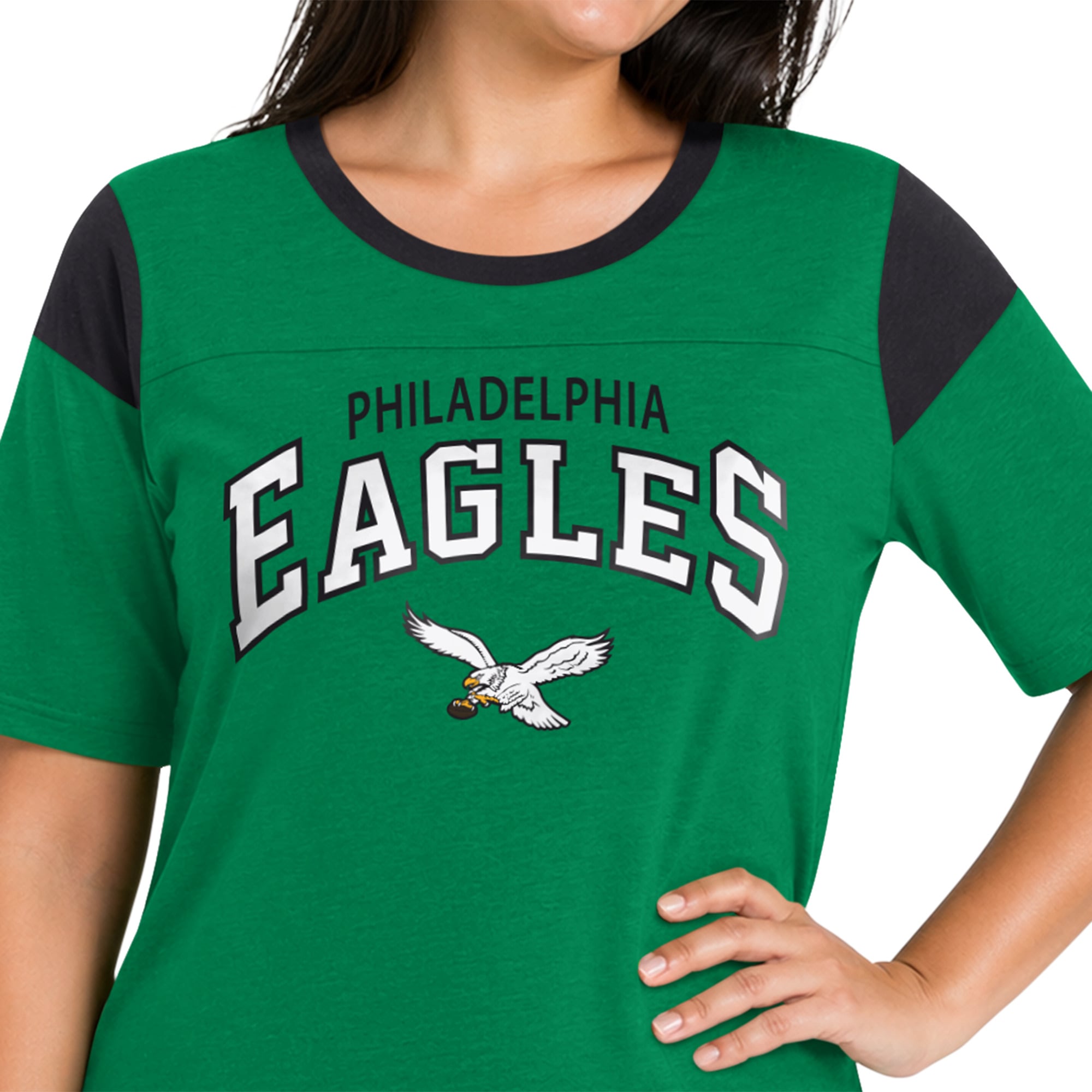 T-shirt Starter Green Philadelphia Eagles pour femme, grande taille, style linebacker