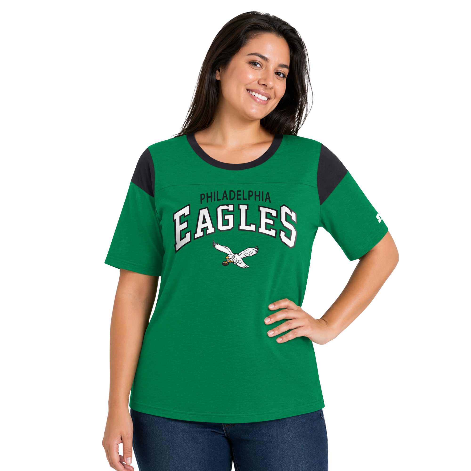 T-shirt Starter Green Philadelphia Eagles pour femme, grande taille, style linebacker