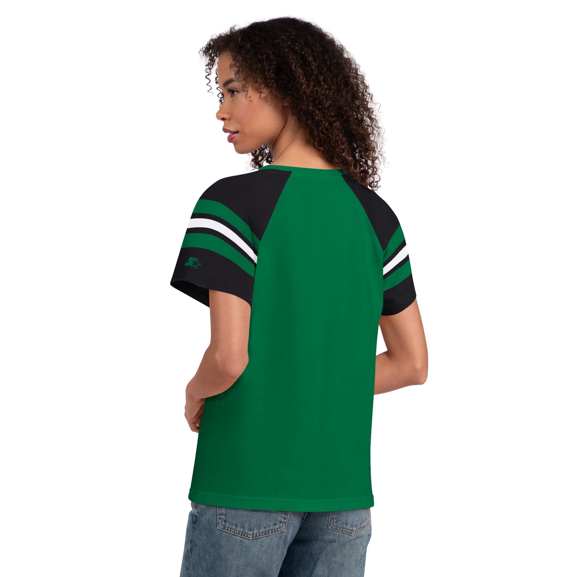 T-shirt raglan à col cranté Starter Kelly Green Philadelphia Eagles pour femme