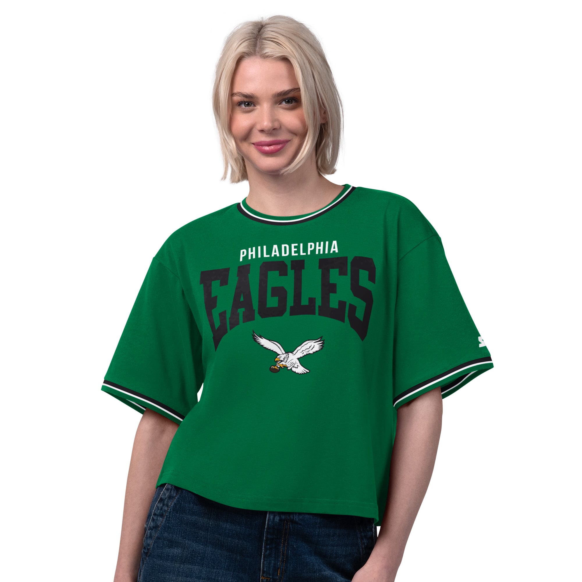 T-shirt court vintage Ace Kelly Green Philadelphia Eagles pour femme de la marque Starter