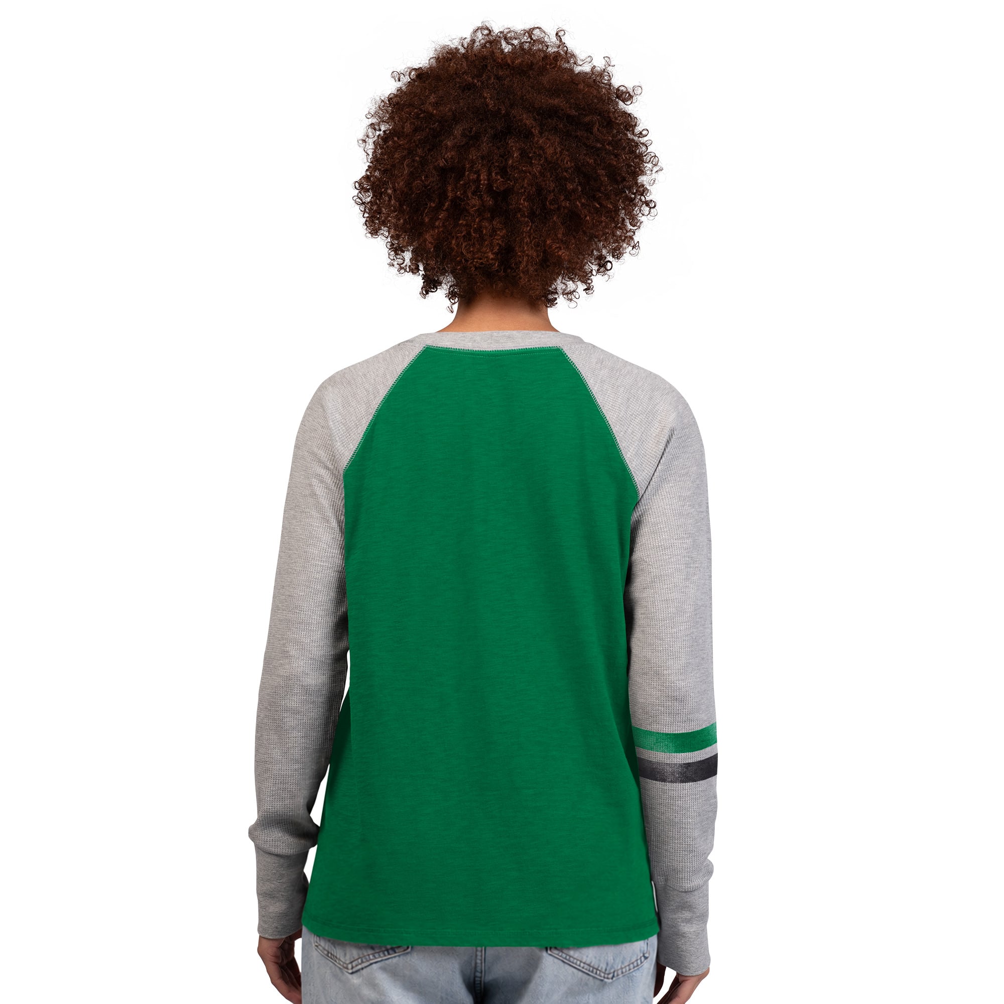 T-shirt à manches longues raglan Starter vert Kelly/gris Philadelphia Eagles, style rétro, en maille gaufrée.