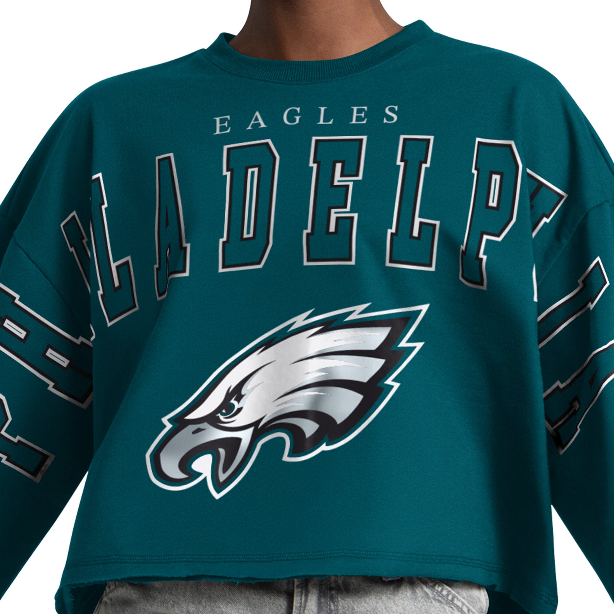 Sweat-shirt court Starter vert nuit pour femme, Philadelphia Eagles Bleachers