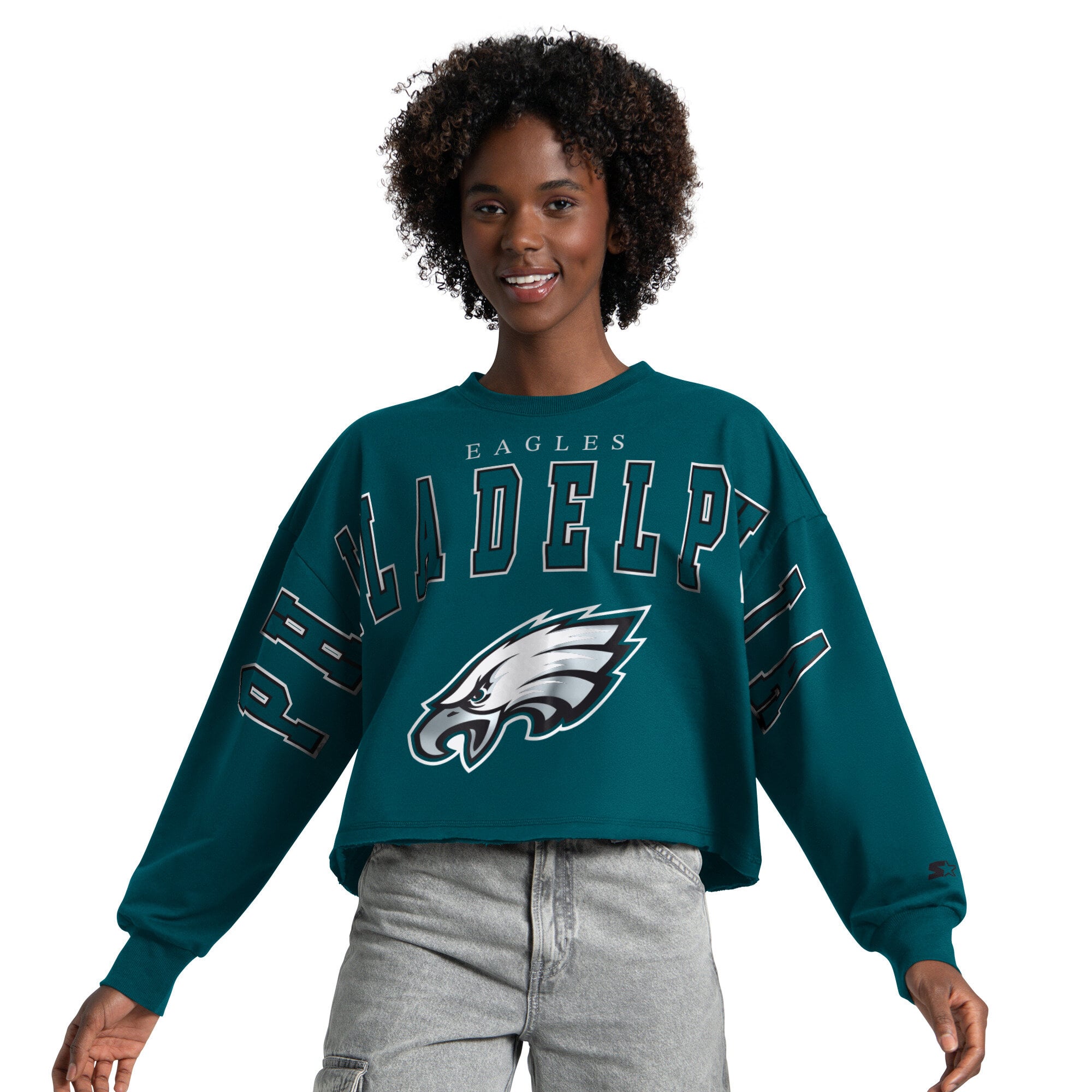 Sweat-shirt court Starter vert nuit pour femme, Philadelphia Eagles Bleachers