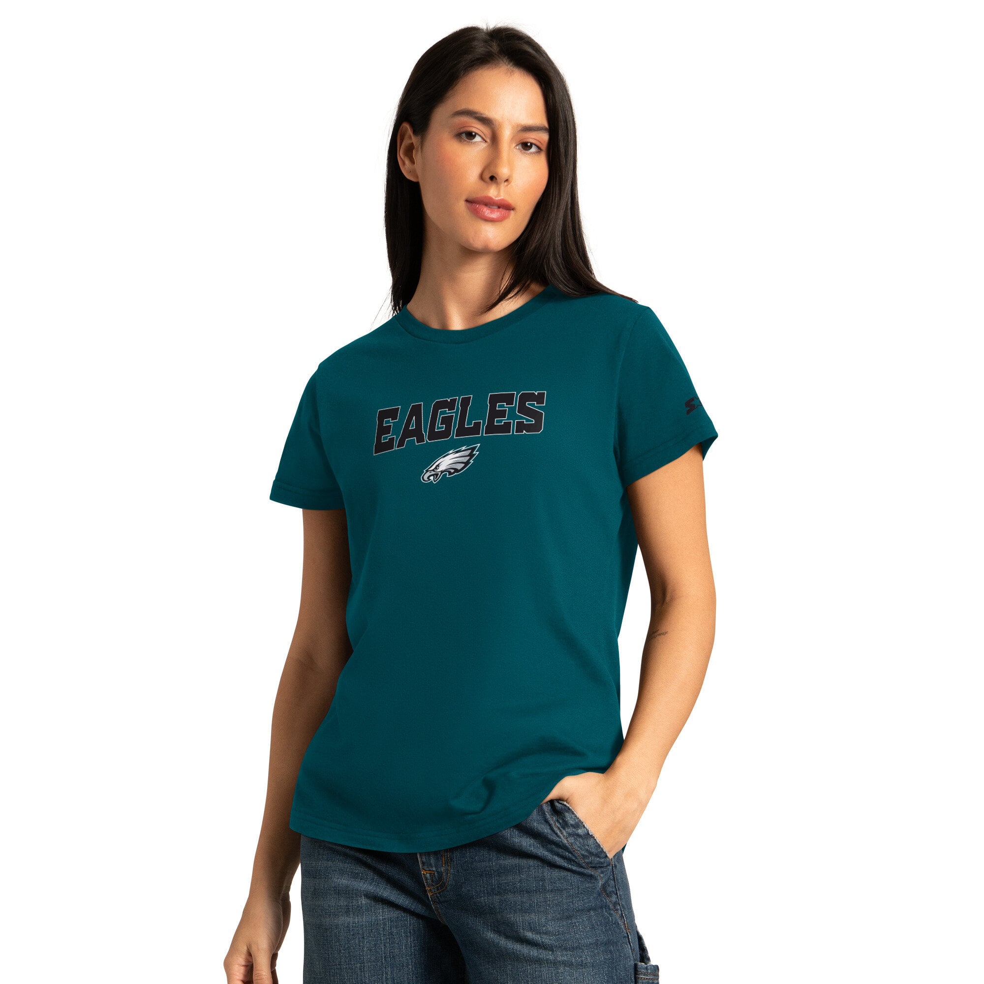Pack de t-shirts à manches courtes et longues Starter pour femmes, vert nuit/cendre, Philadelphia Eagles