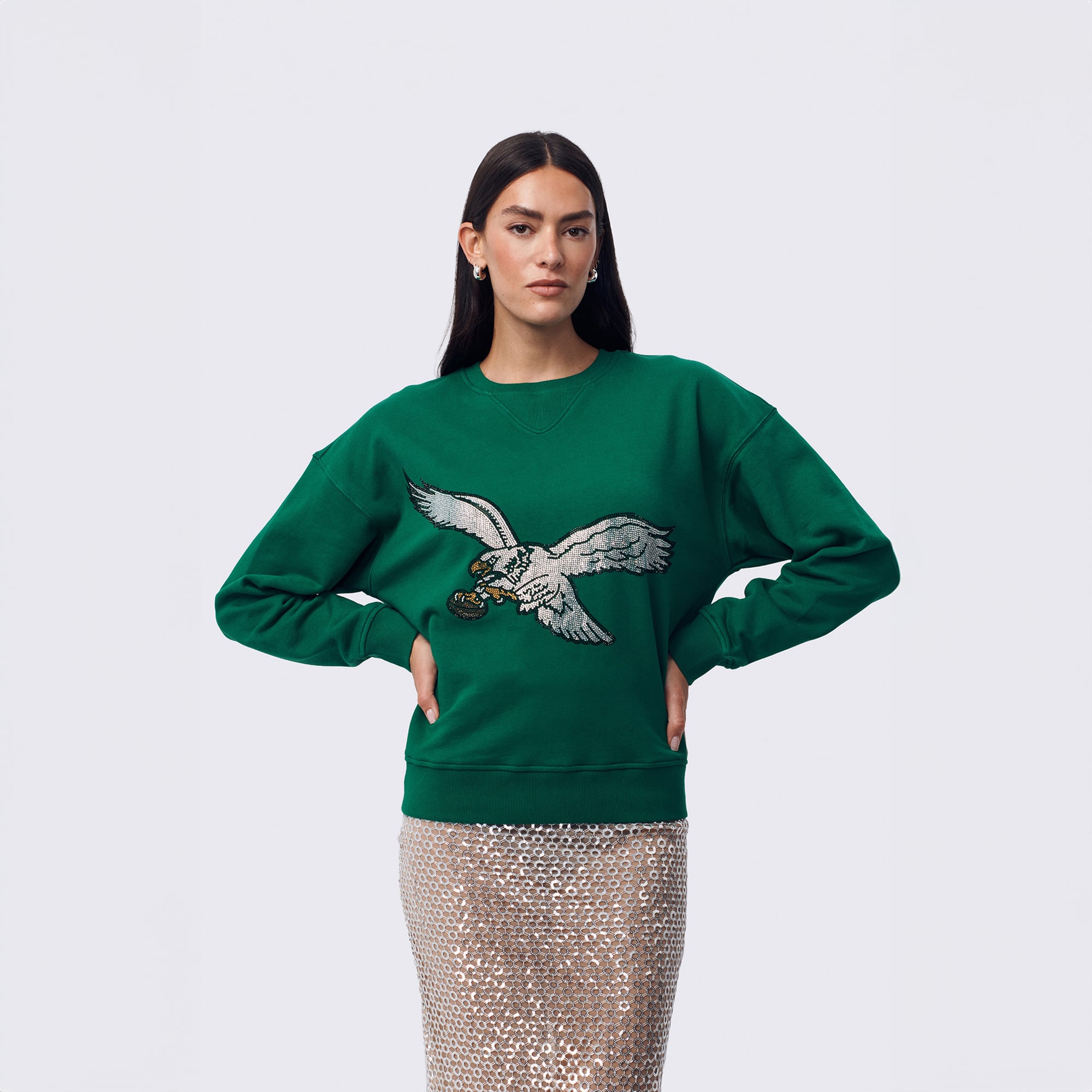 Sweat-shirt à capuche Terez Kelly Green Philadelphia Eagles pour femme, logo en pierre précieuse