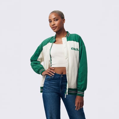  Philadelphia Eagles Terez Women's Double Yoke Full-Zip Bomber Jacket - White