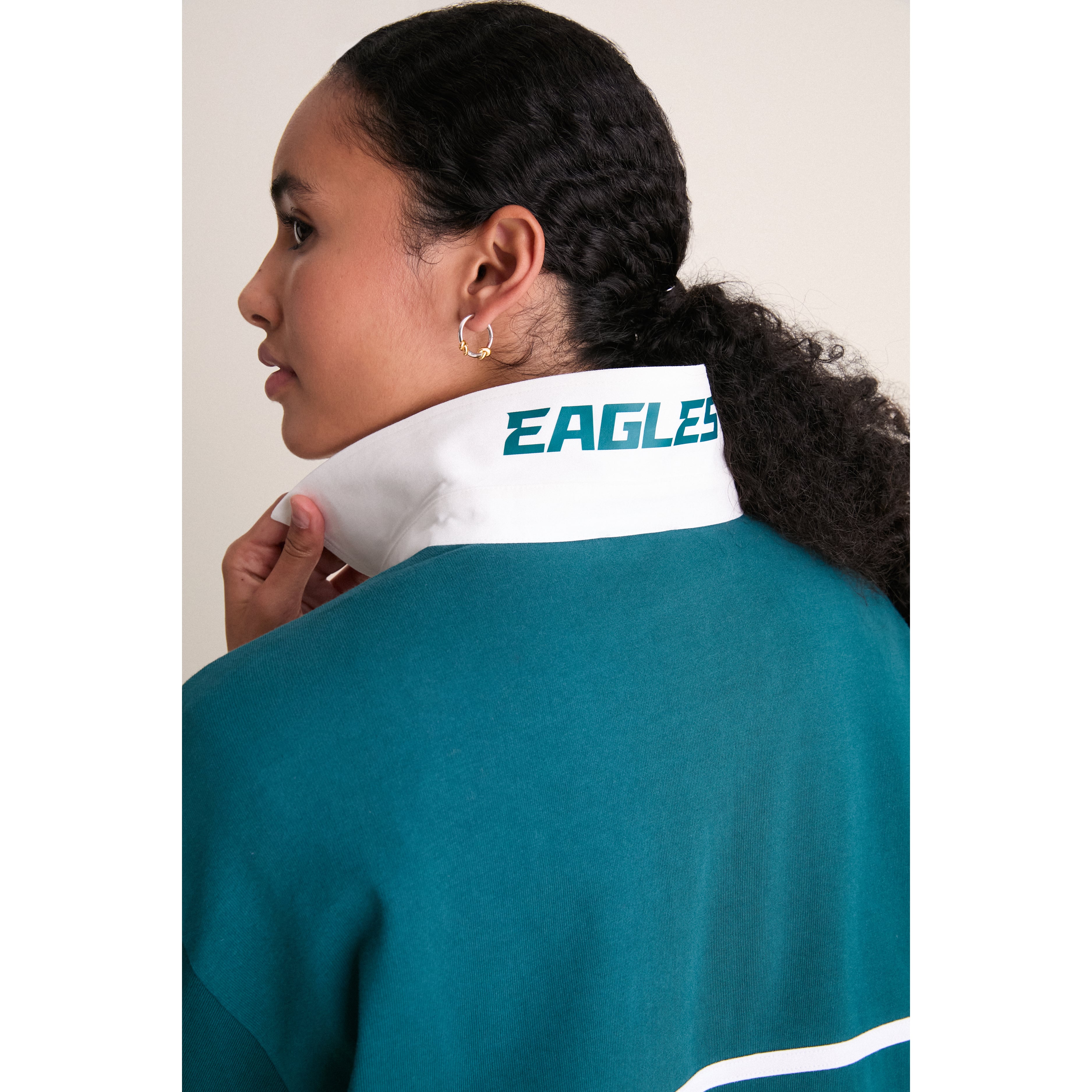 Polo de rugby à manches longues Tuckernuck vert nuit pour femme, Philadelphia Eagles