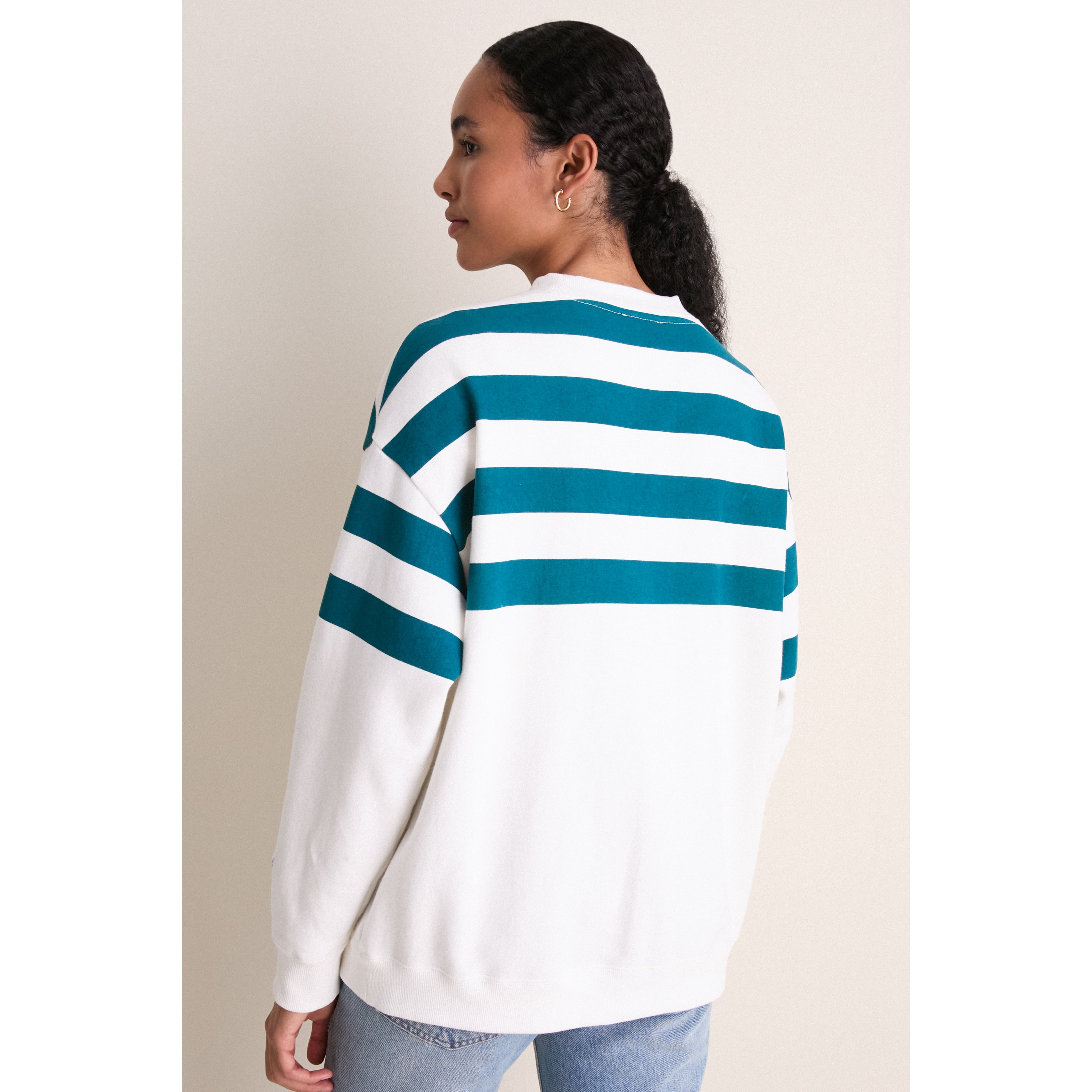Sweat-shirt rayé blanc/vert nuit Tuckernuck pour femme, motif Eagles de Philadelphie