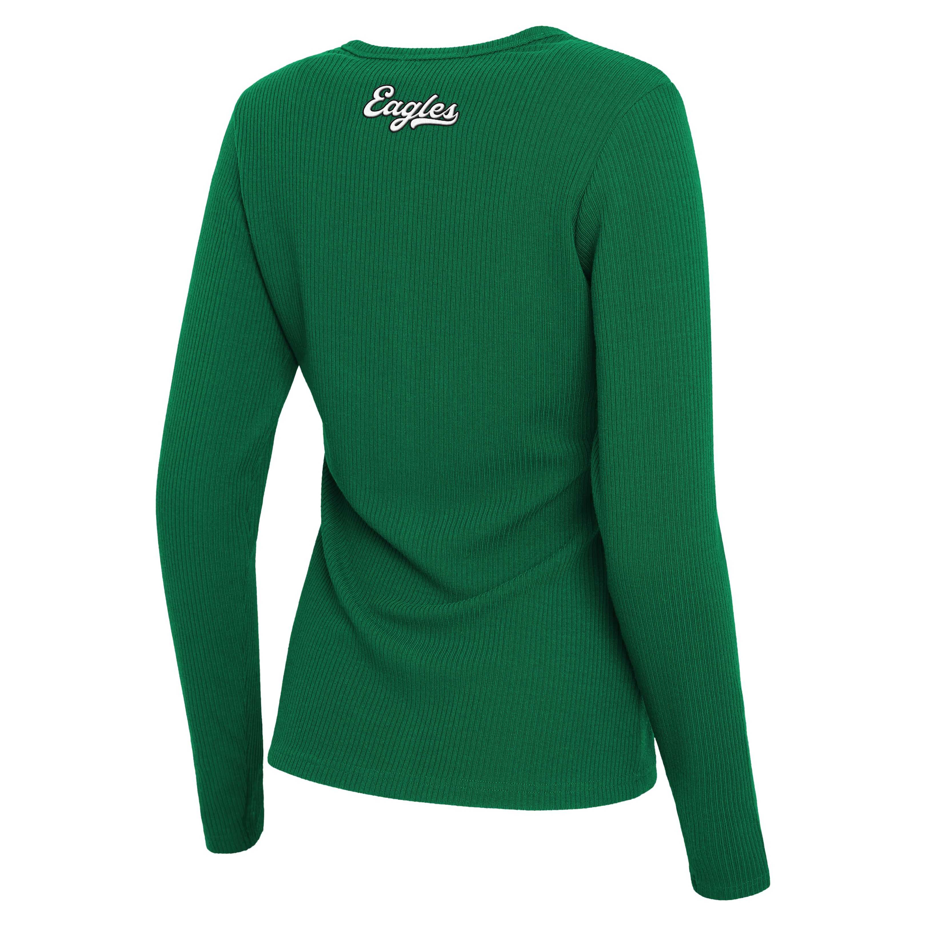 Women's WEAR by Erin Andrews Kelly Green Philadelphia Eagles Ribbed Full-Button Cardigan Sweater