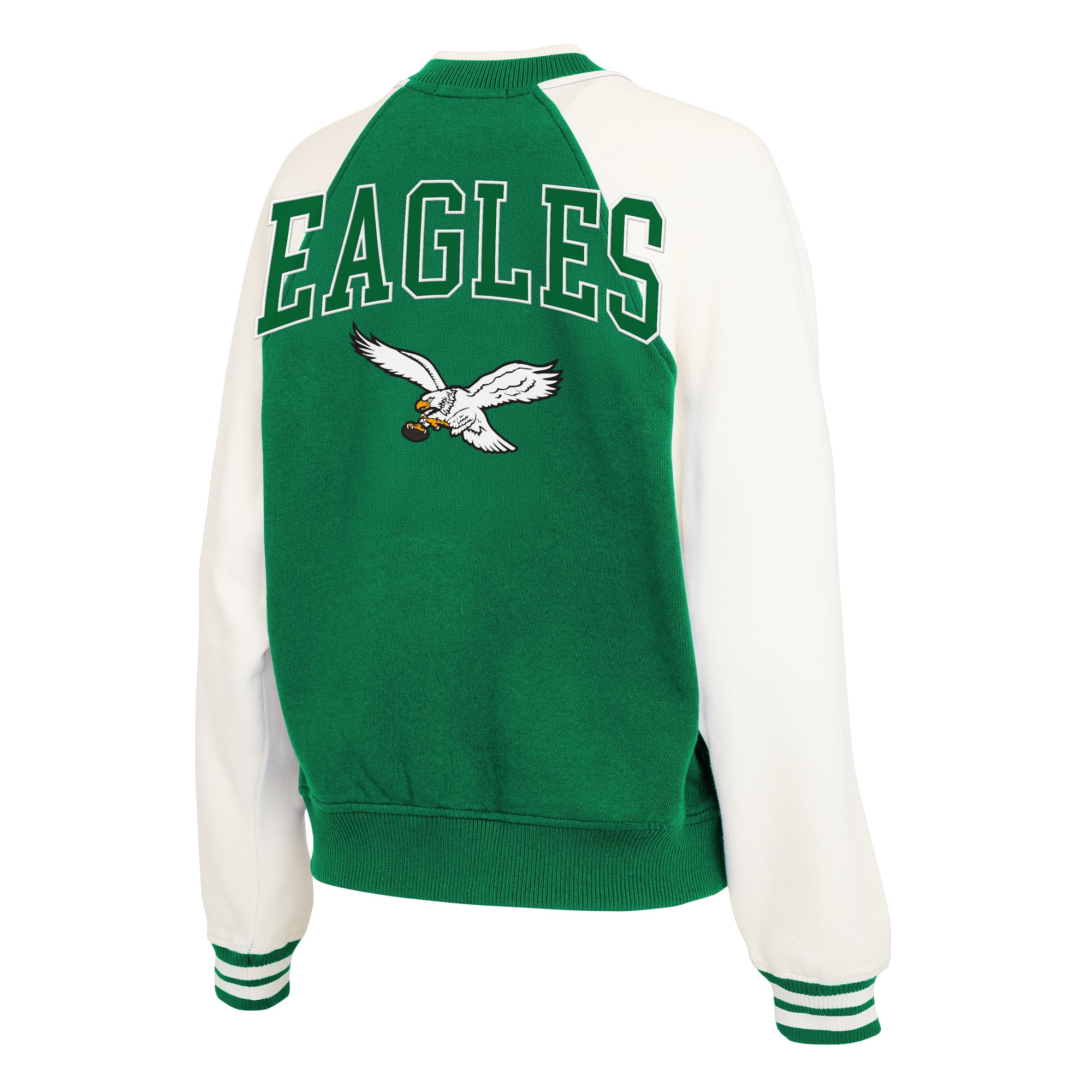 Veste polaire raglan zippée à fermeture éclair intégrale WEAR by Erin Andrews Kelly Green Philadelphia Eagles (style rétro)