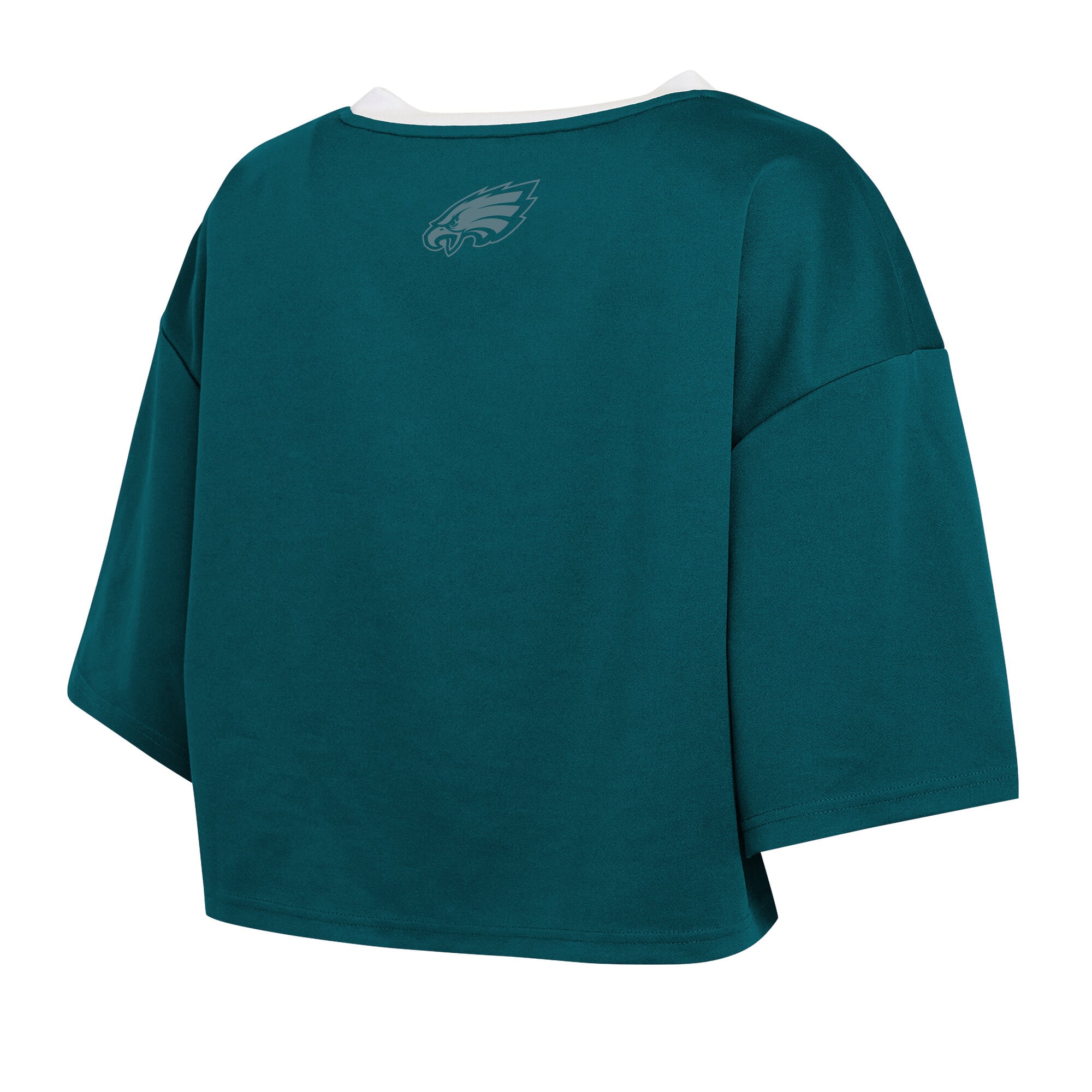 Women's WEAR by Erin Andrews Midnight Green Philadelphia Eagles Cropped V-Neck Jersey T-Shirt