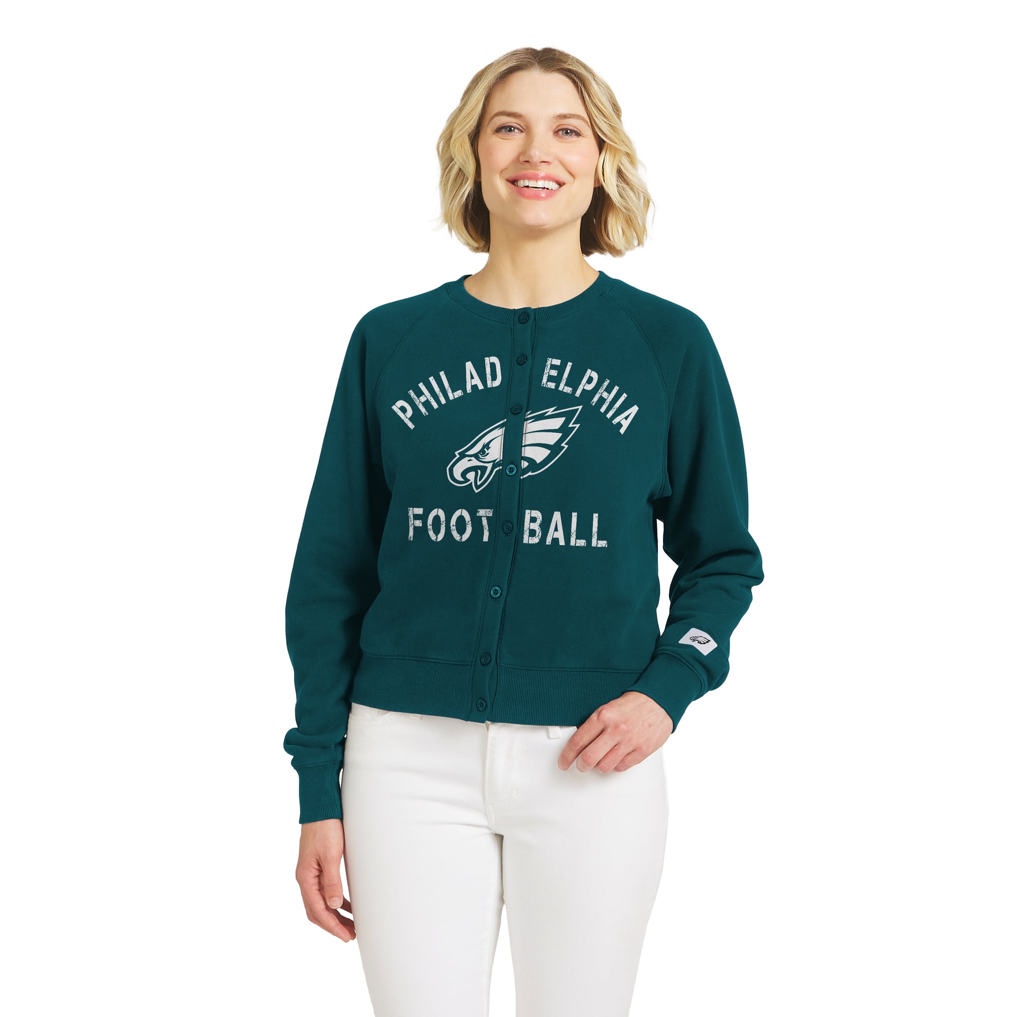 Gilet cardigan chiné vert nuit Philadelphia Eagles pour femme de la marque WEAR by Erin Andrews