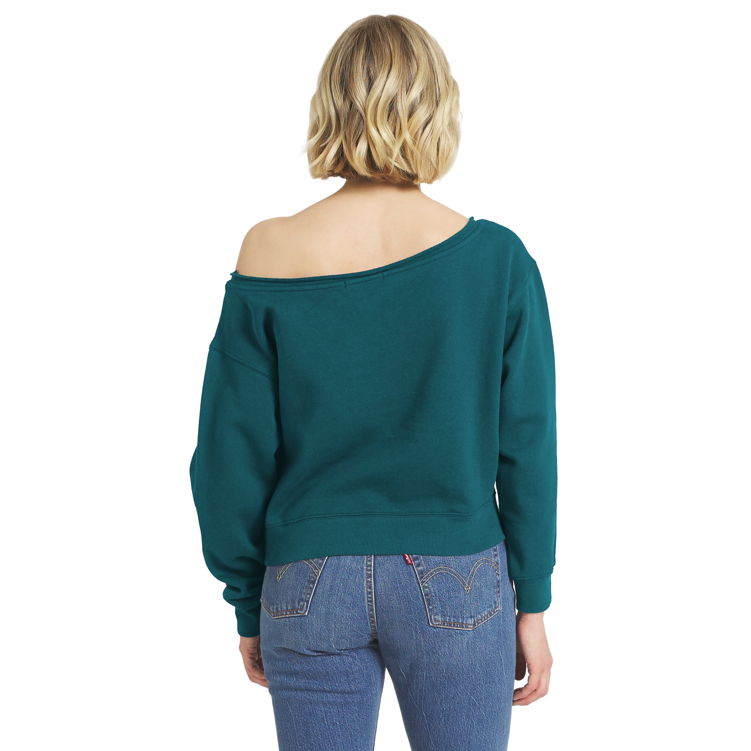 Women's WEAR by Erin Andrews Midnight Green Philadelphia Eagles Off-the-Shoulder Sweatshirt