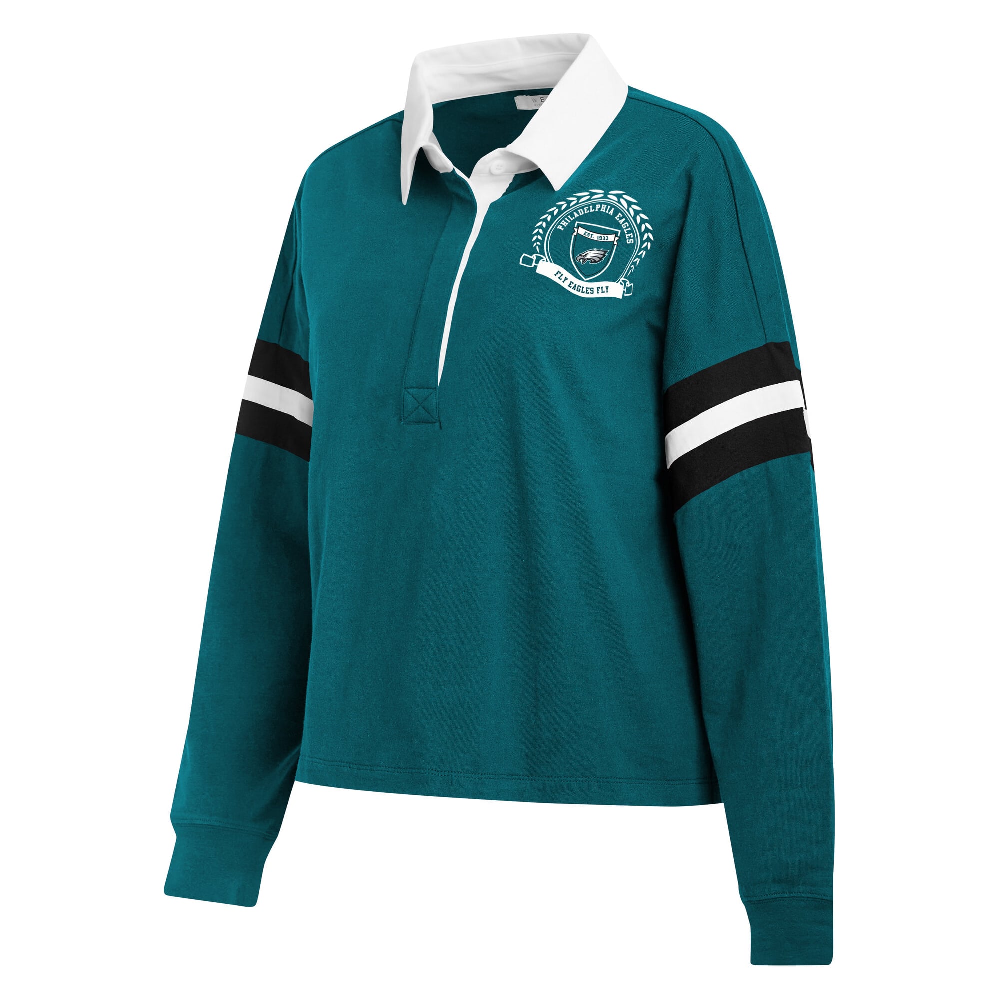T-shirt à manches longues vert nuit Philadelphia Eagles Rugby pour femmes de la marque WEAR by Erin Andrews