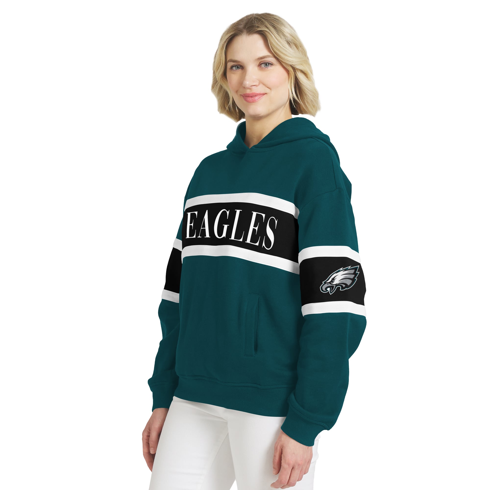 Sweat à capuche rayé vert nuit Philadelphia Eagles de la marque WEAR by Erin Andrews pour femme