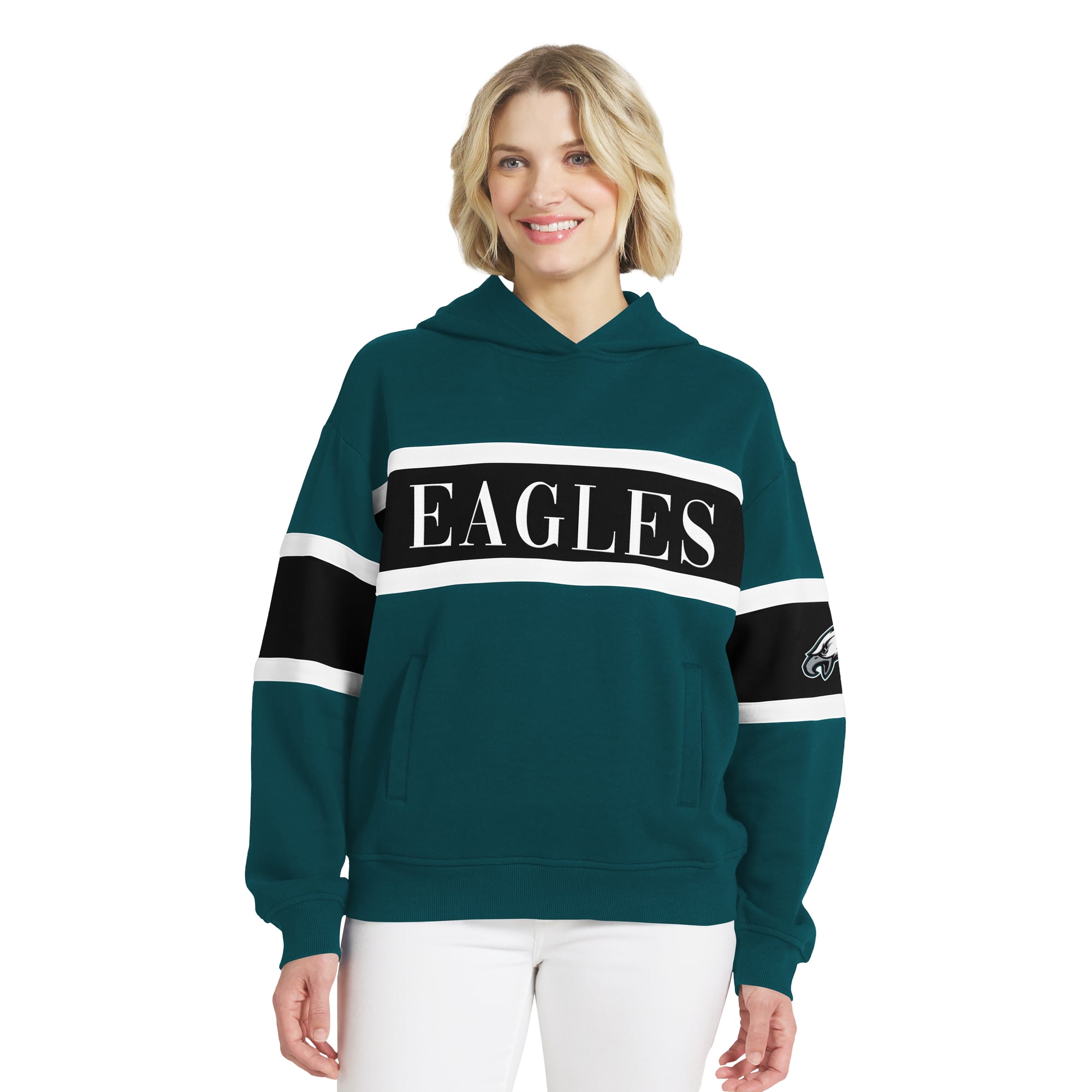 Sweat à capuche rayé vert nuit Philadelphia Eagles de la marque WEAR by Erin Andrews pour femme