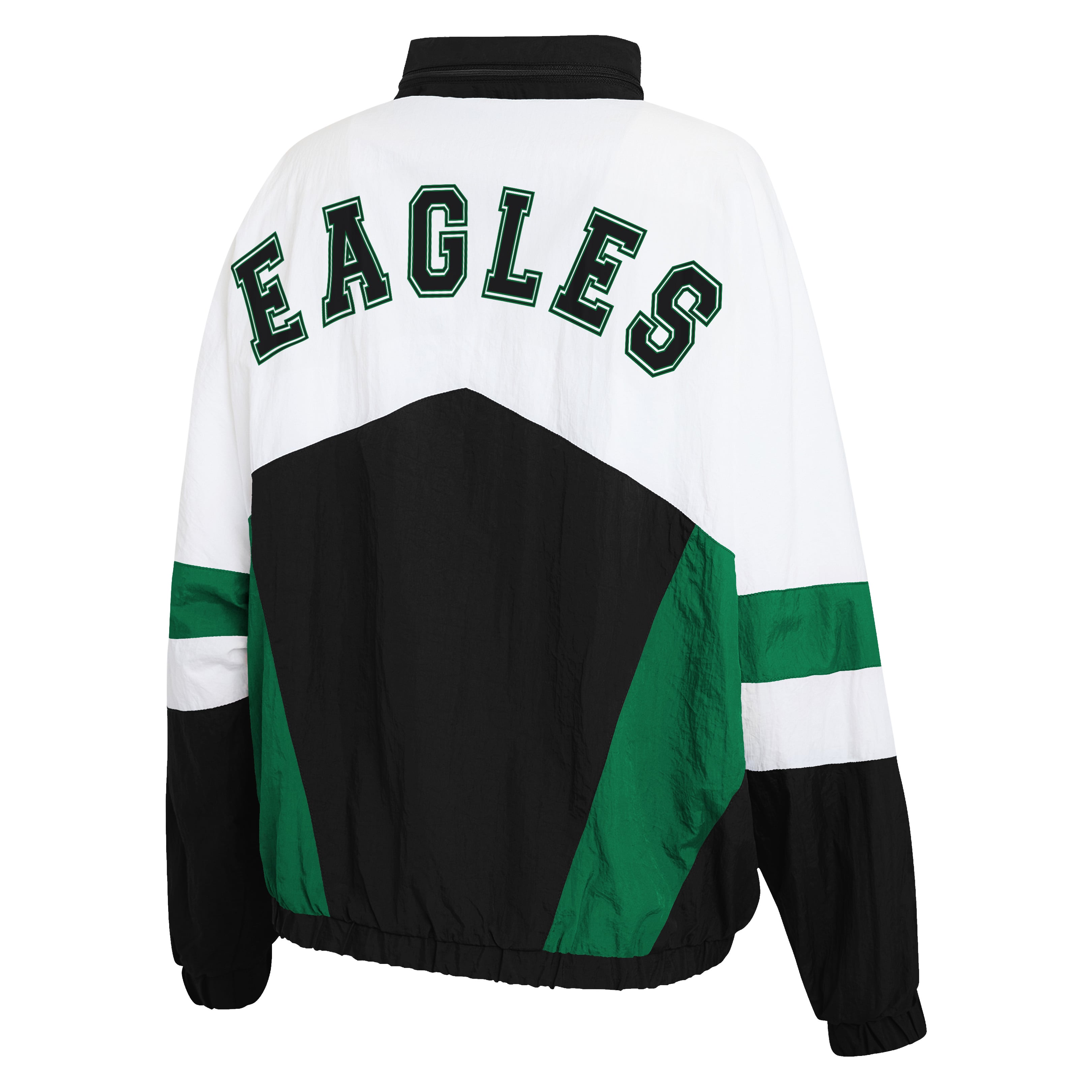 Women's WEAR by Erin Andrews  White/Black Philadelphia Eagles Plus Crinkle Full-Snap Hooded Windbreaker Jacket