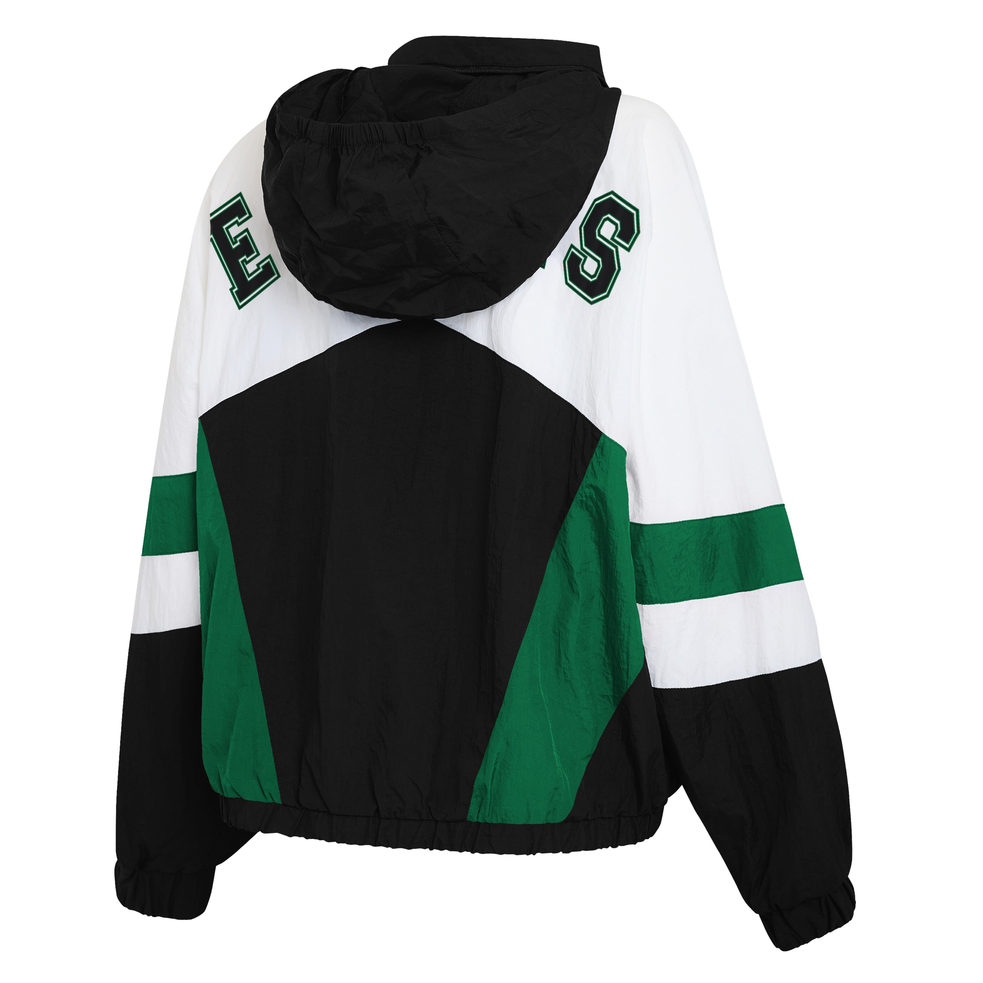 Women's WEAR by Erin Andrews  White/Black Philadelphia Eagles Plus Crinkle Full-Snap Hooded Windbreaker Jacket