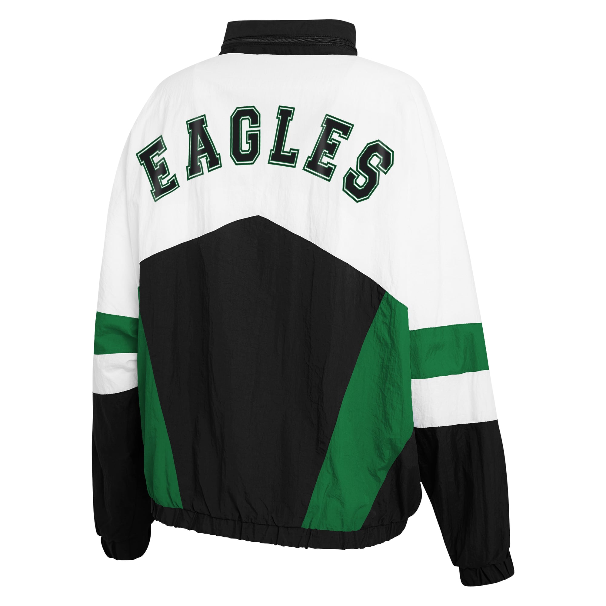 Women's WEAR by Erin Andrews  White/Black Philadelphia Eagles Throwback Crinkle Full-Snap Hooded Windbreaker Jacket