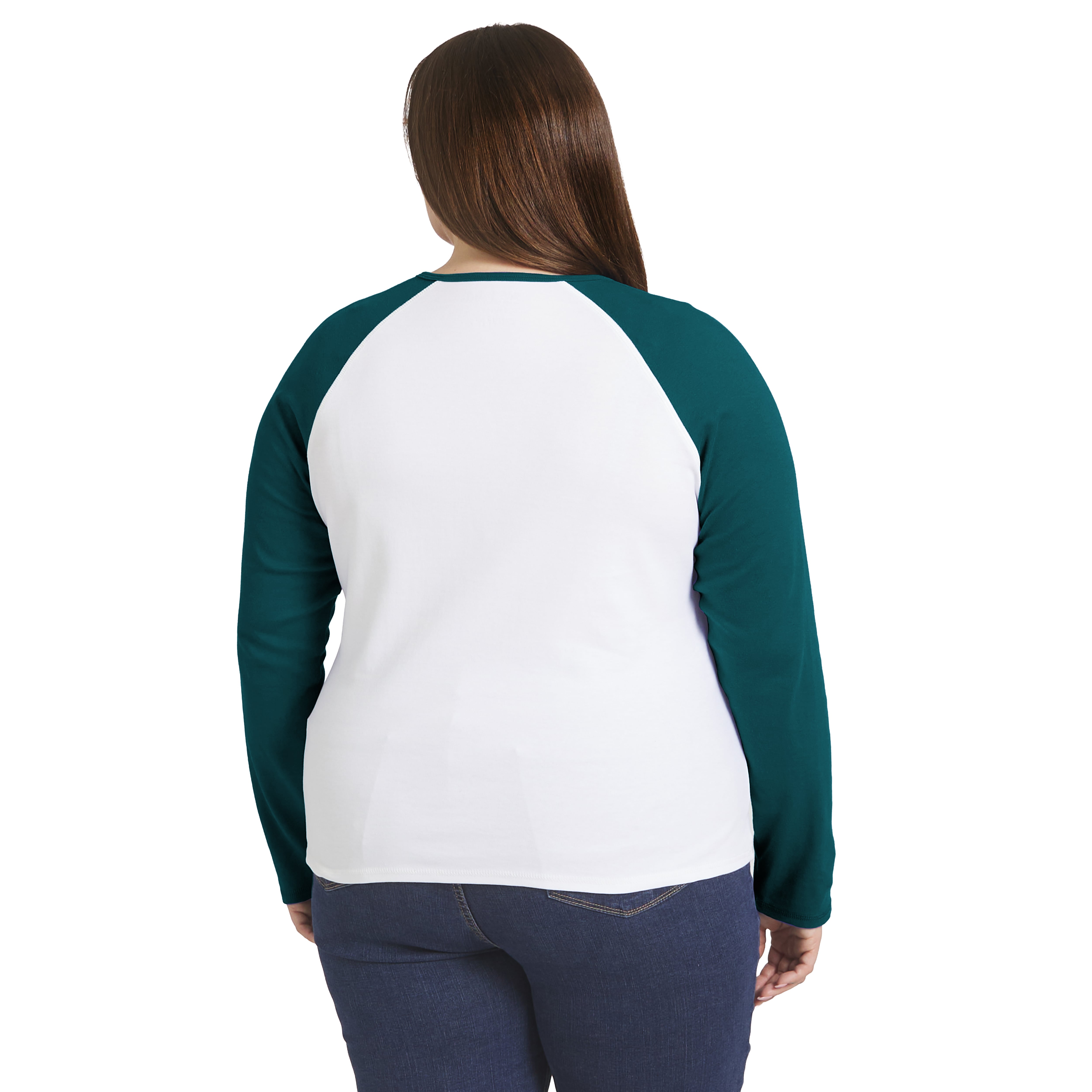 Women's WEAR by Erin Andrews White/Midnight Green Philadelphia Eagles Plus Henley Long Sleeve Raglan T-Shirt