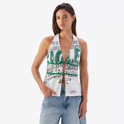 Philadelphia Eagles Off Season Women's Canvas Halter Tank Top - White