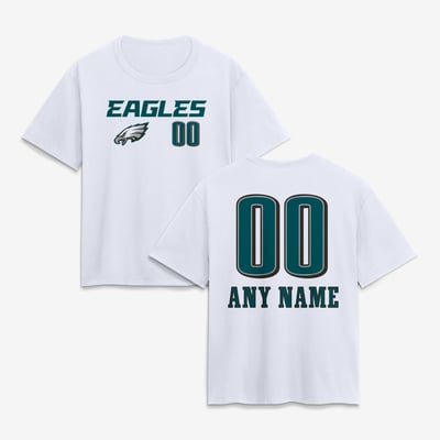 Philadelphia Eagles Women's Touchdown Wordmark Personalized Name & Number T-Shirt - White