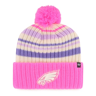  Philadelphia Eagles '47 Youth Snow Fort Cuffed Knit Hat with Pom - Pink